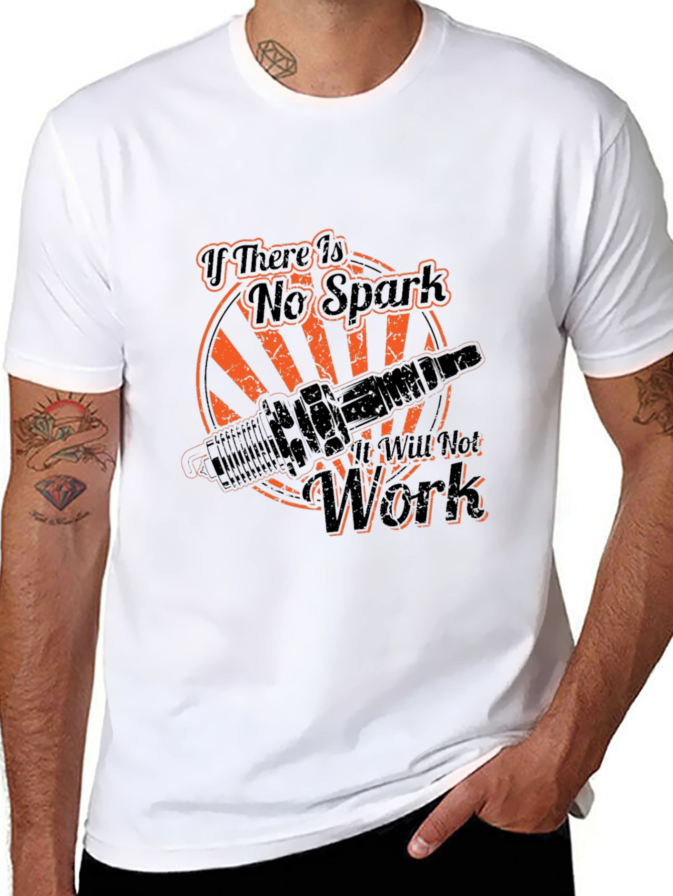 No Spark No Work Graphic Tee - Black
