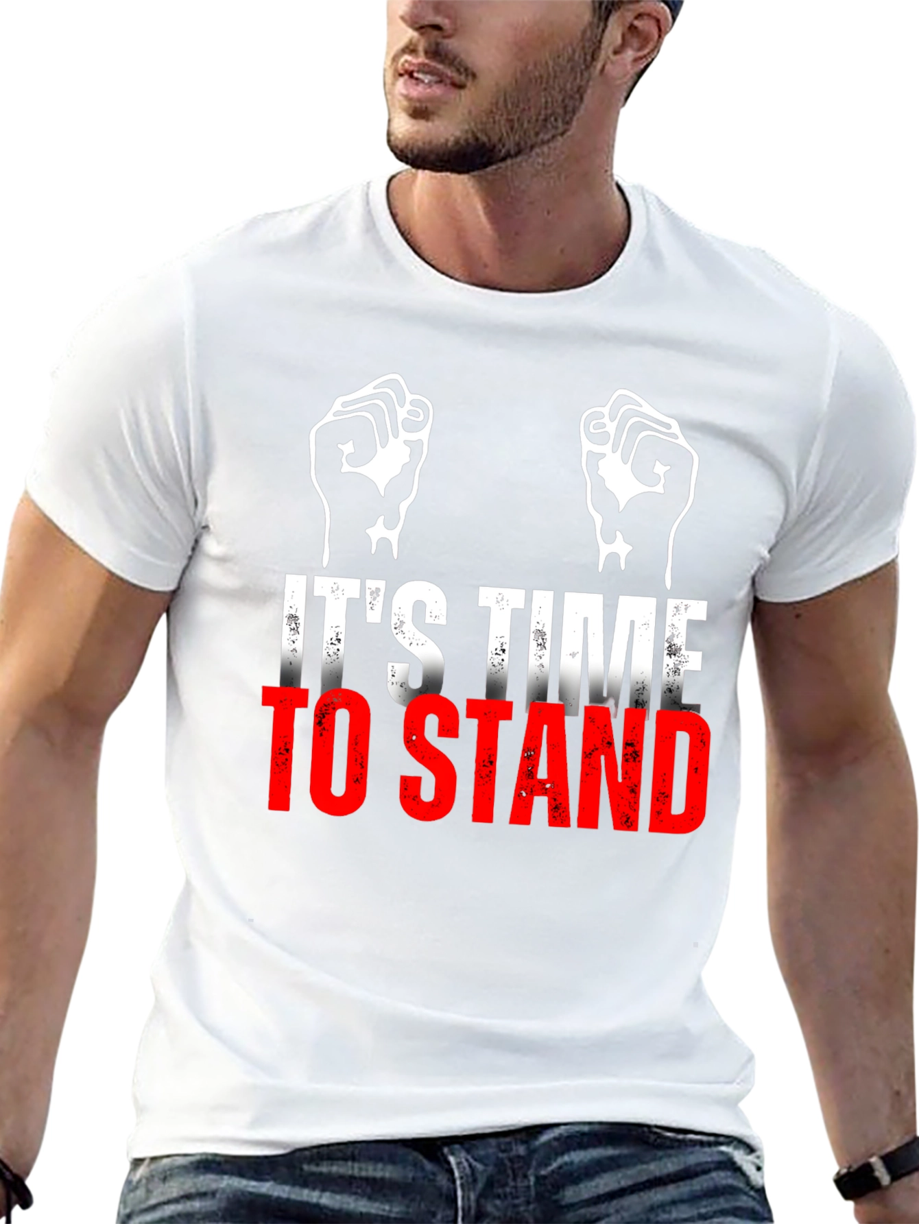 Its Time To Stand Black Graphic T-Shirt