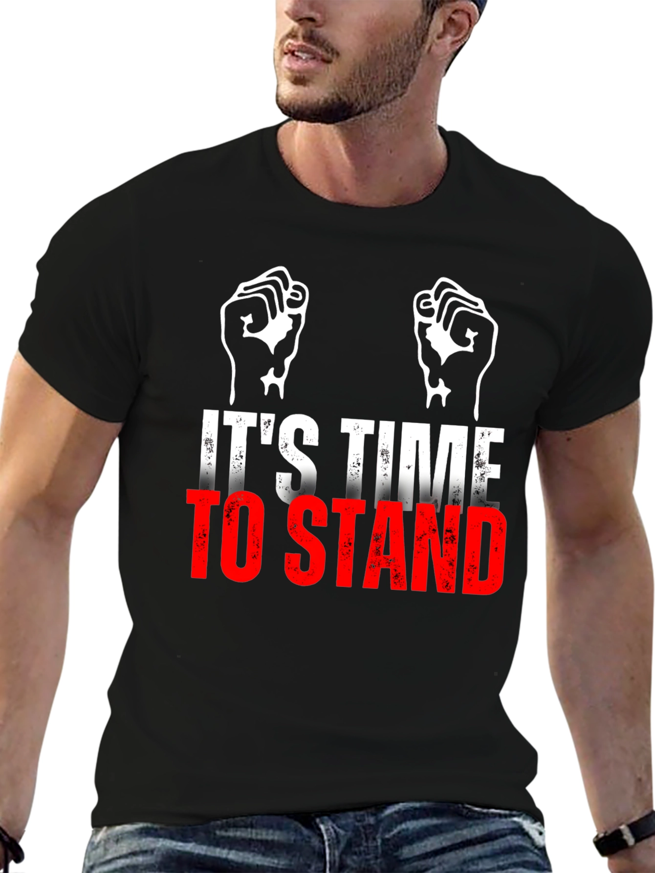 Its Time To Stand Black Graphic T-Shirt