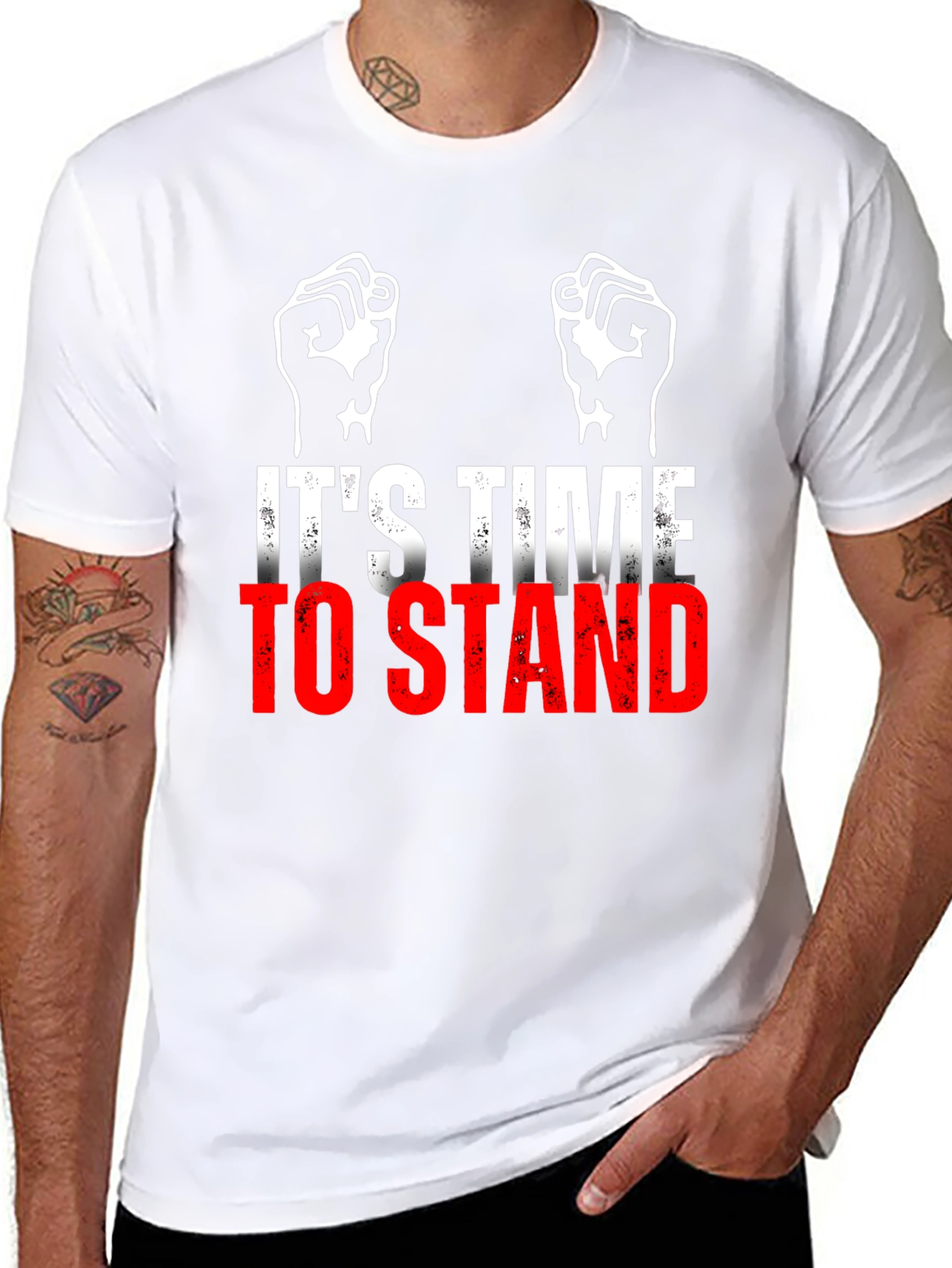 Its Time To Stand Black Graphic T-Shirt