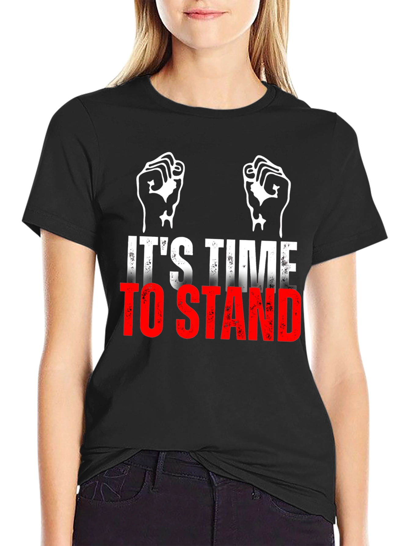 Its Time To Stand Black Graphic T-Shirt