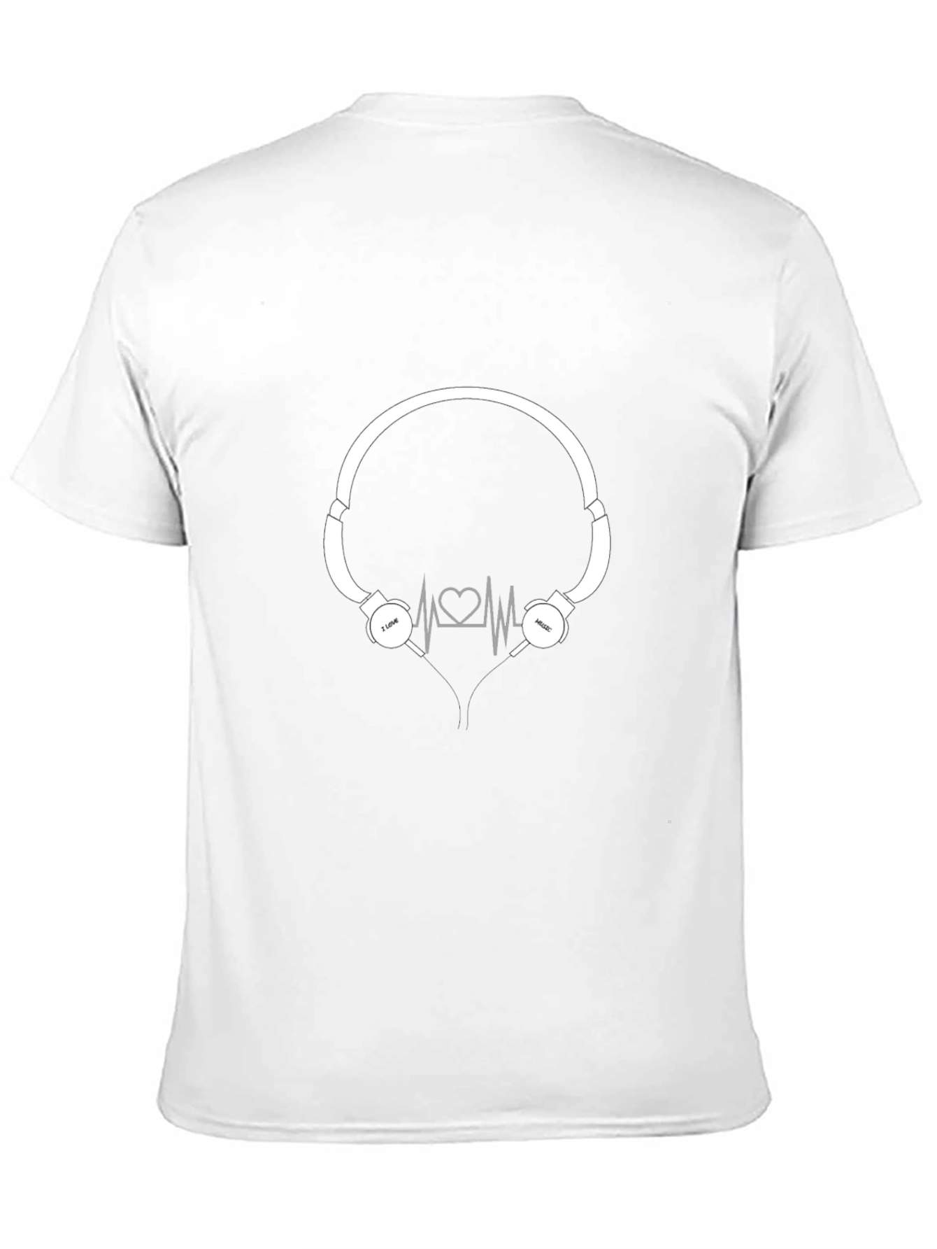I Love Music Black T-Shirt with Headphone Graphic