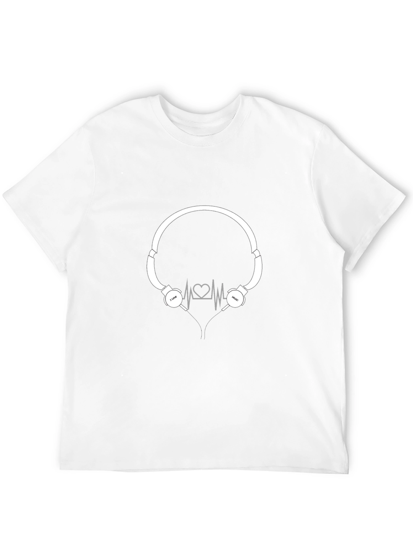 I Love Music Black T-Shirt with Headphone Graphic