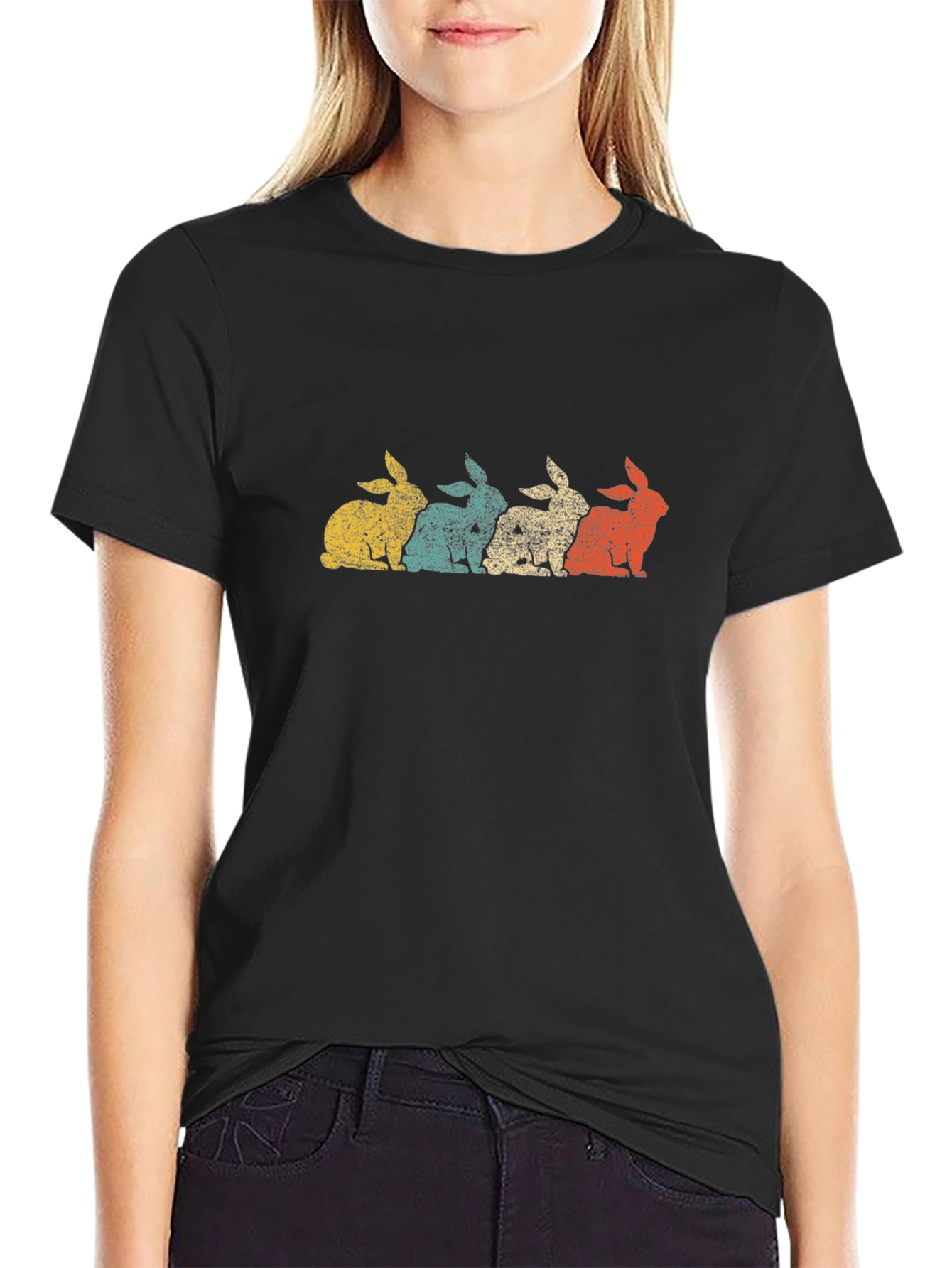 Retro Rabbit Graphic Tee - Soft Cotton Blend