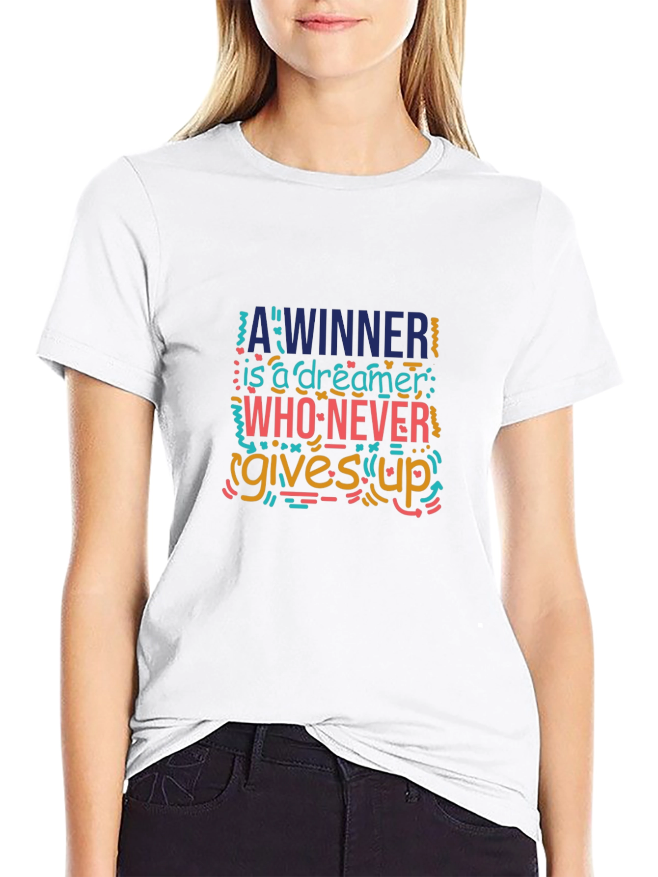 Inspirational Graphic Tee - Dreamer Never Gives Up!