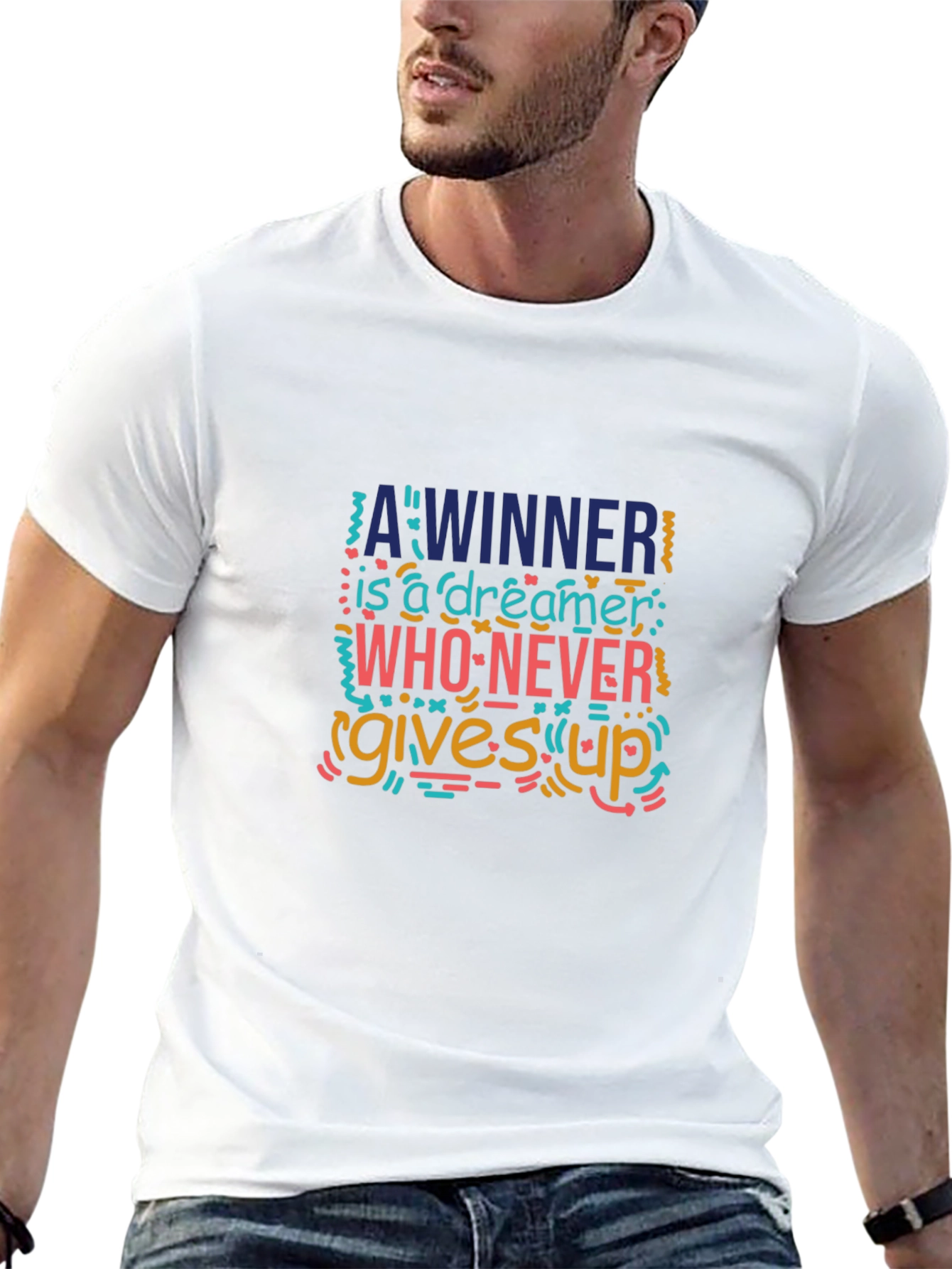 Inspirational Graphic Tee - Dreamer Never Gives Up!