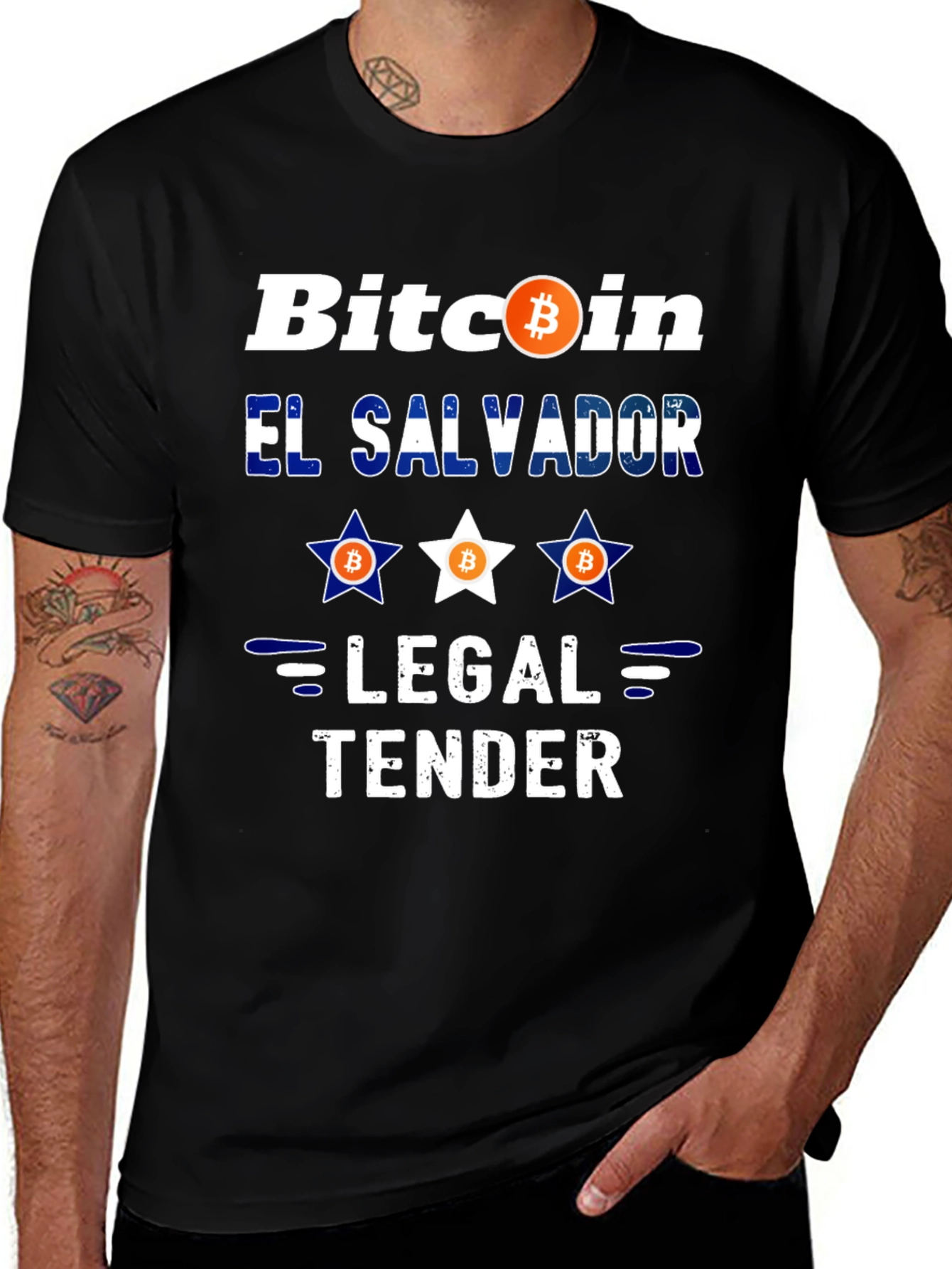 Bitcoin El Salvador Legal Tender Black Graphic Tee