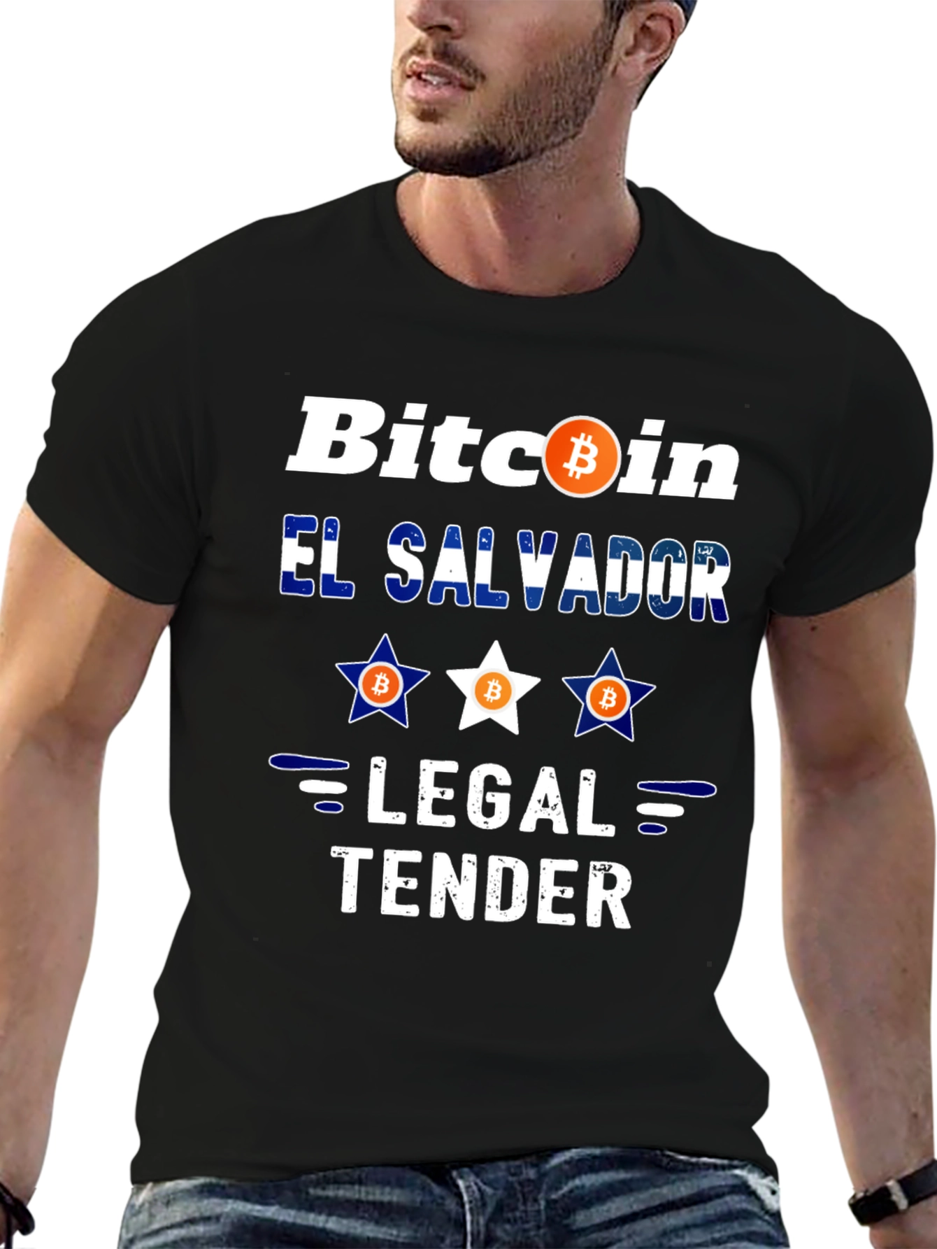Bitcoin El Salvador Legal Tender Black Graphic Tee