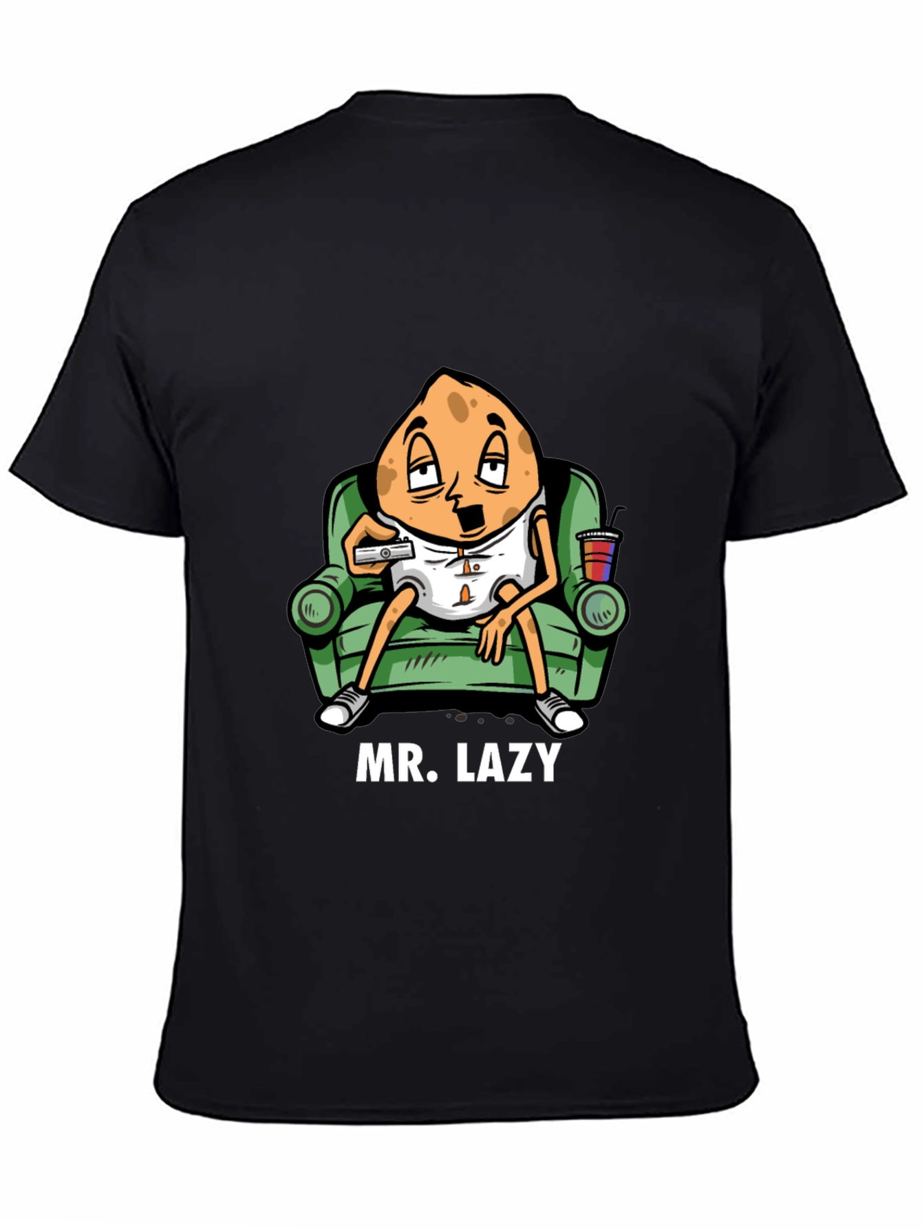 Mr. Lazy Cartoon Graphic Black T-Shirt