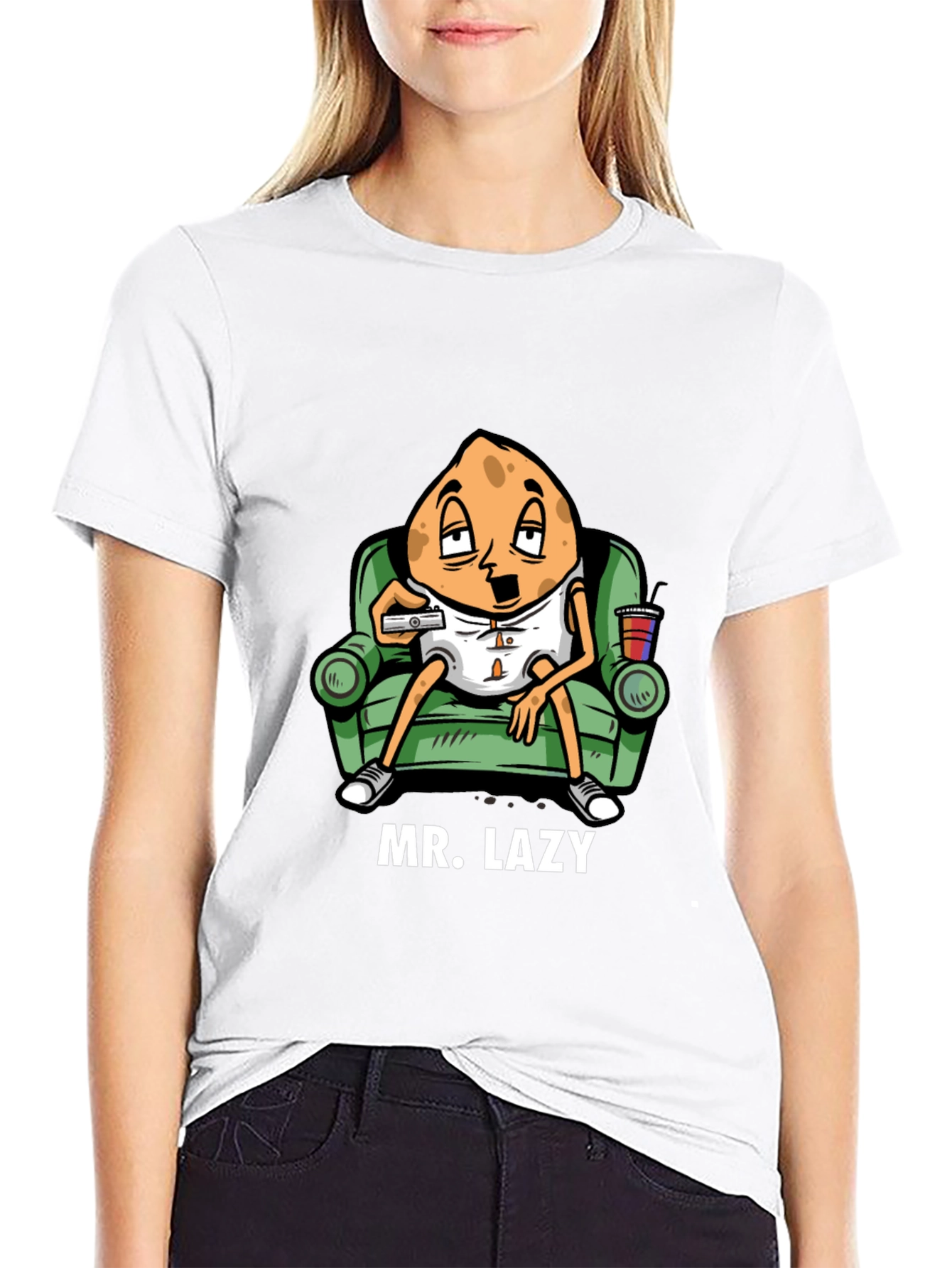 Mr. Lazy Cartoon Graphic Black T-Shirt