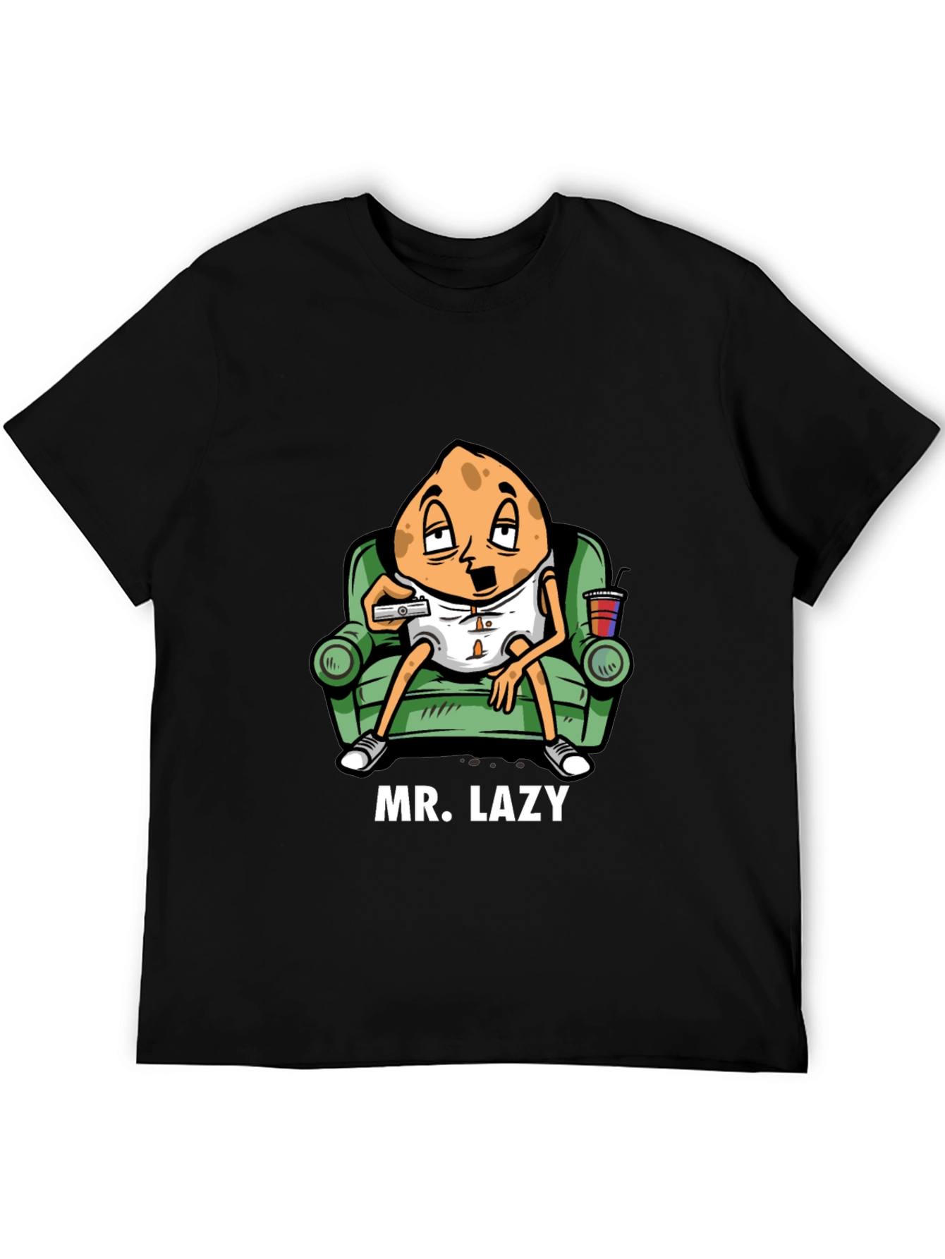 Mr. Lazy Cartoon Graphic Black T-Shirt