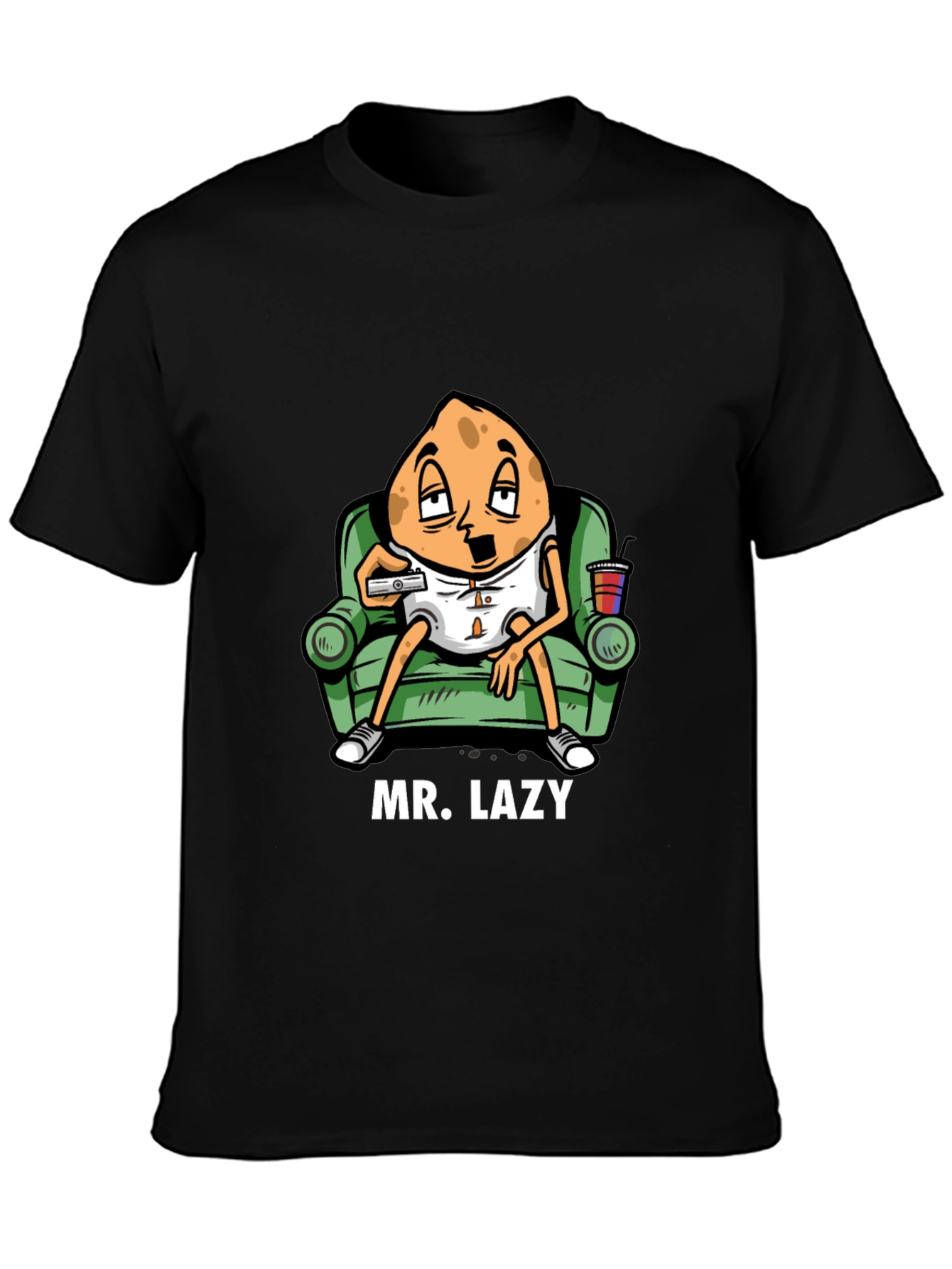 Mr. Lazy Cartoon Graphic Black T-Shirt