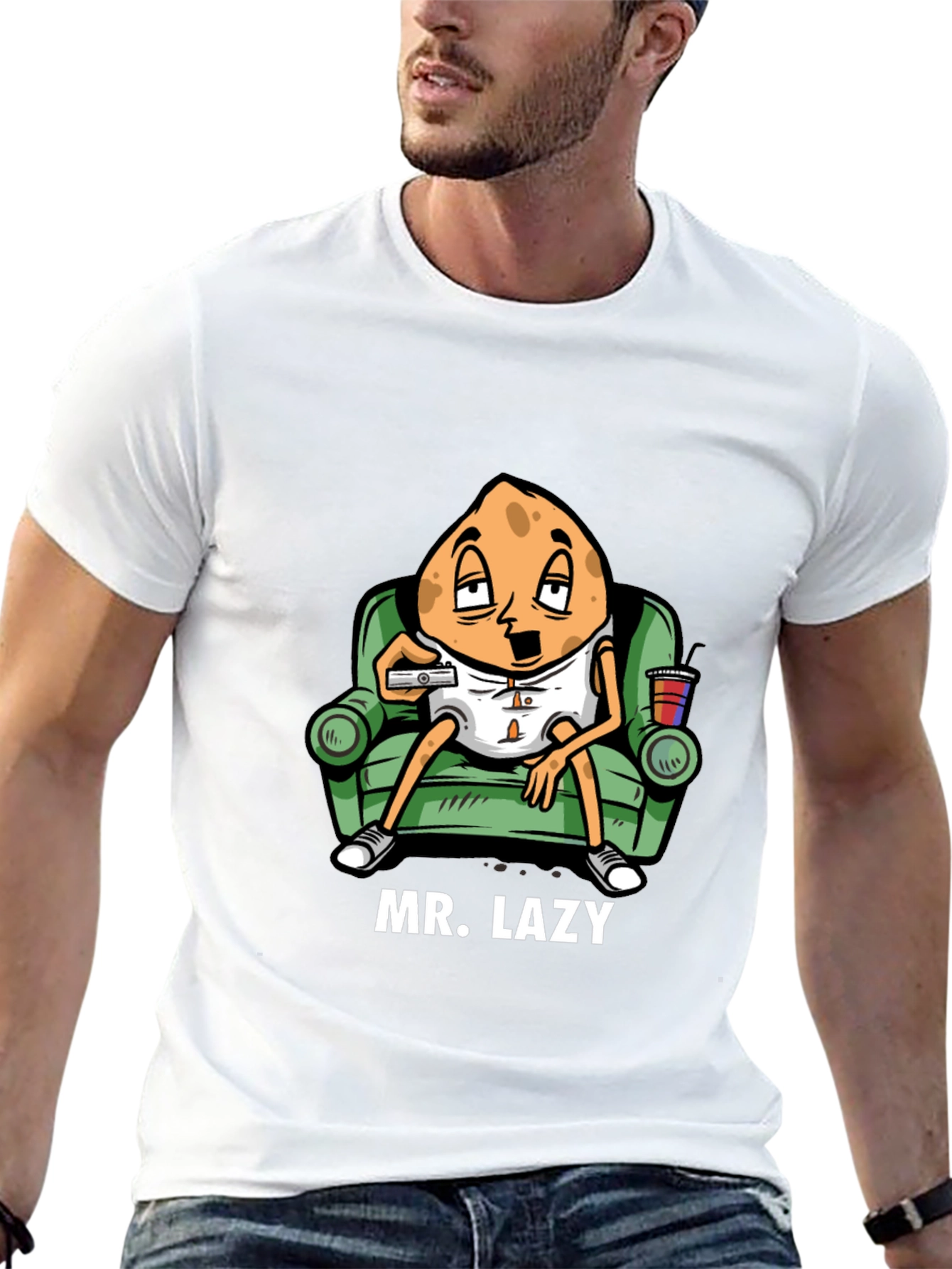 Mr. Lazy Cartoon Graphic Black T-Shirt
