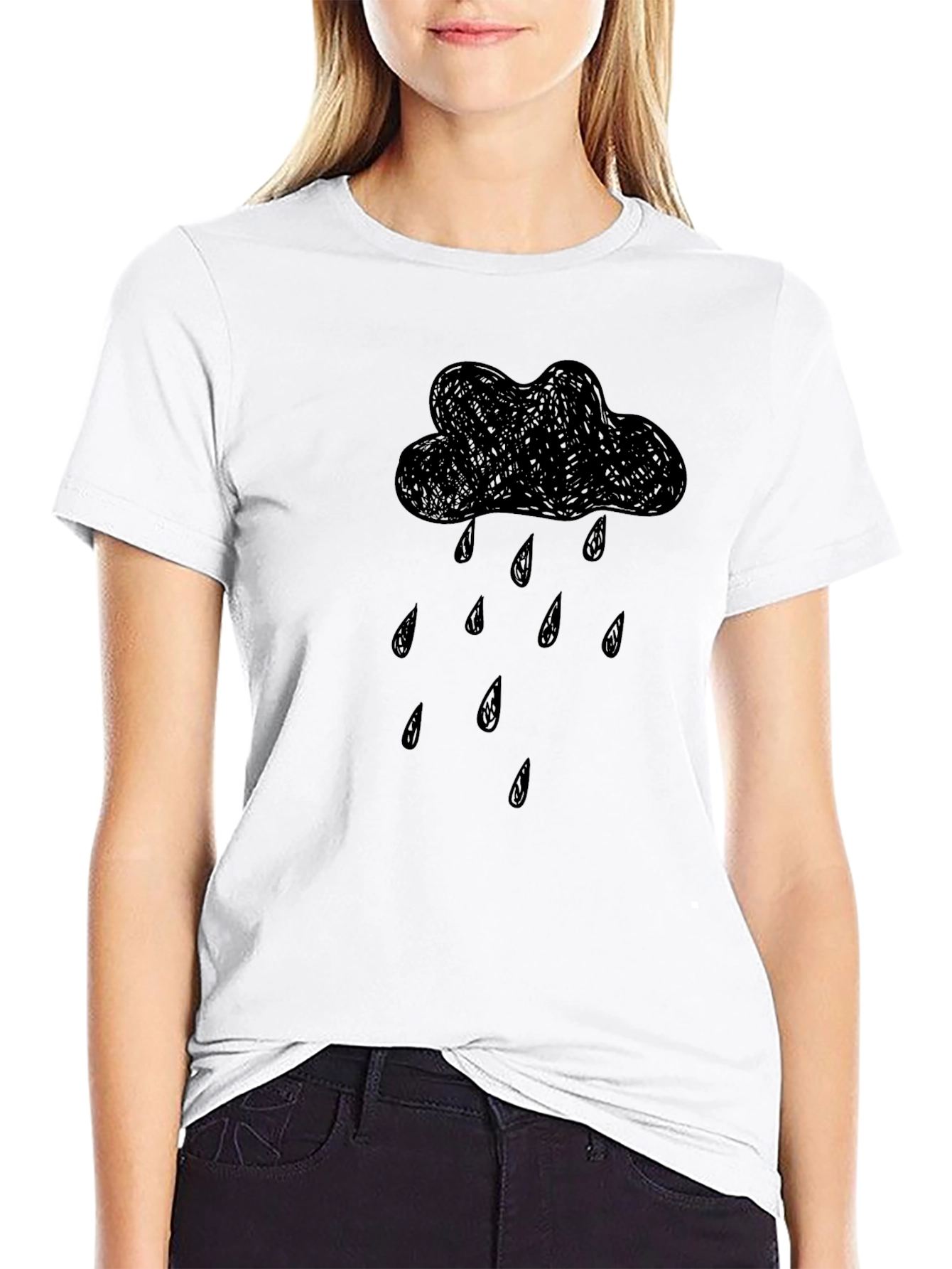 Rain Cloud Graphic Black T-Shirt