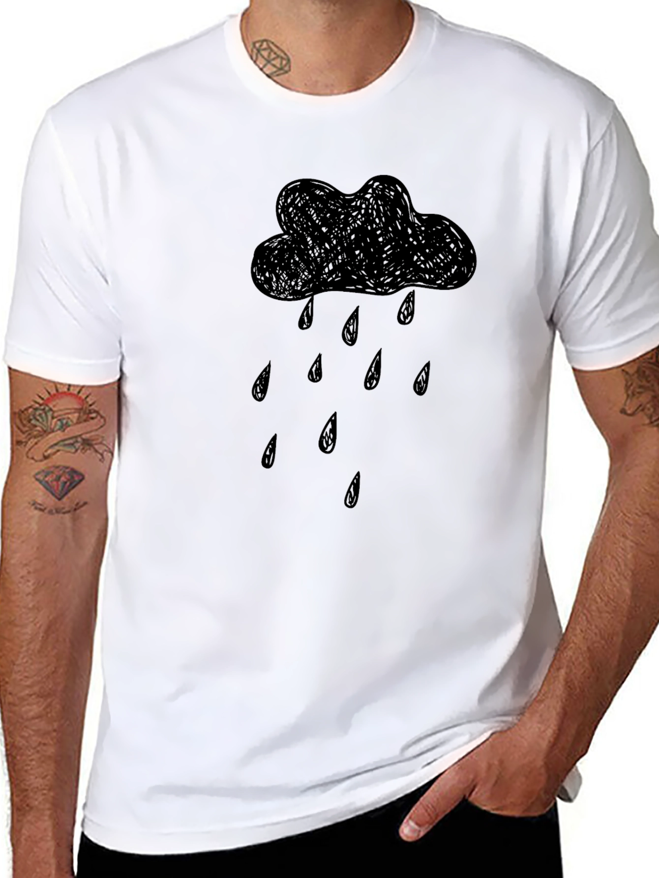 Rain Cloud Graphic Black T-Shirt