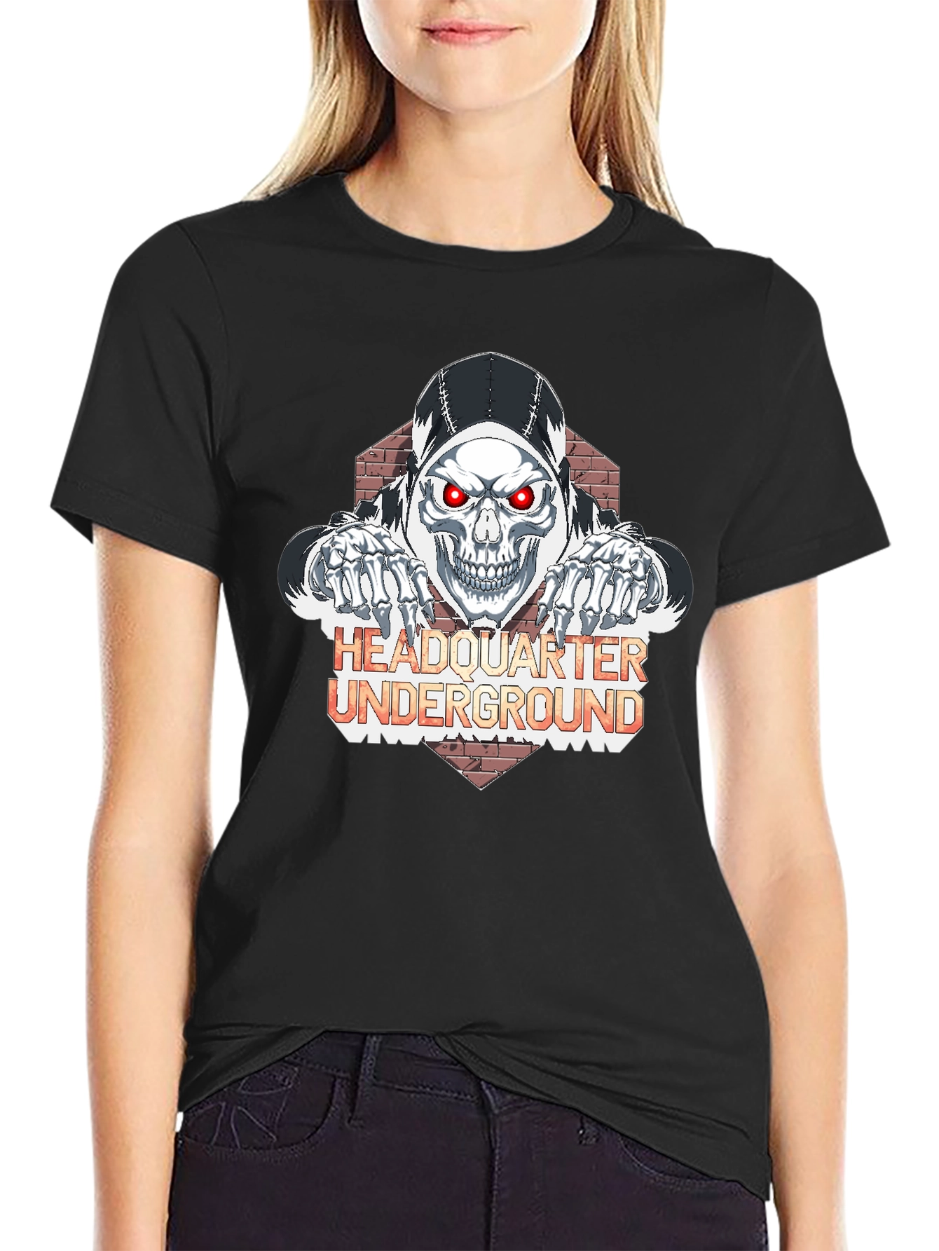 Edgy Skull Graphic Black T-Shirt