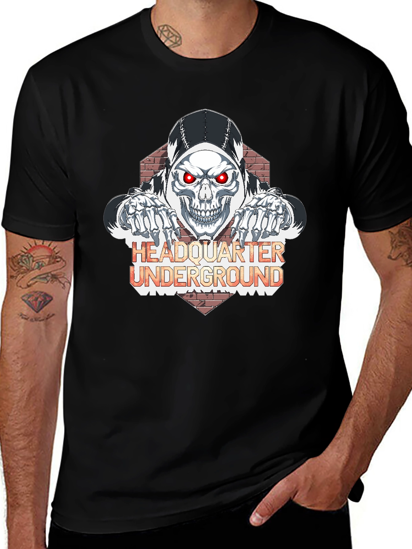 Edgy Skull Graphic Black T-Shirt