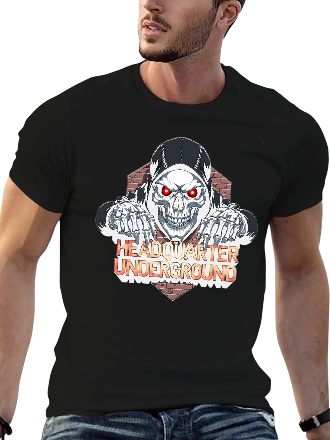 Edgy Skull Graphic Black T-Shirt