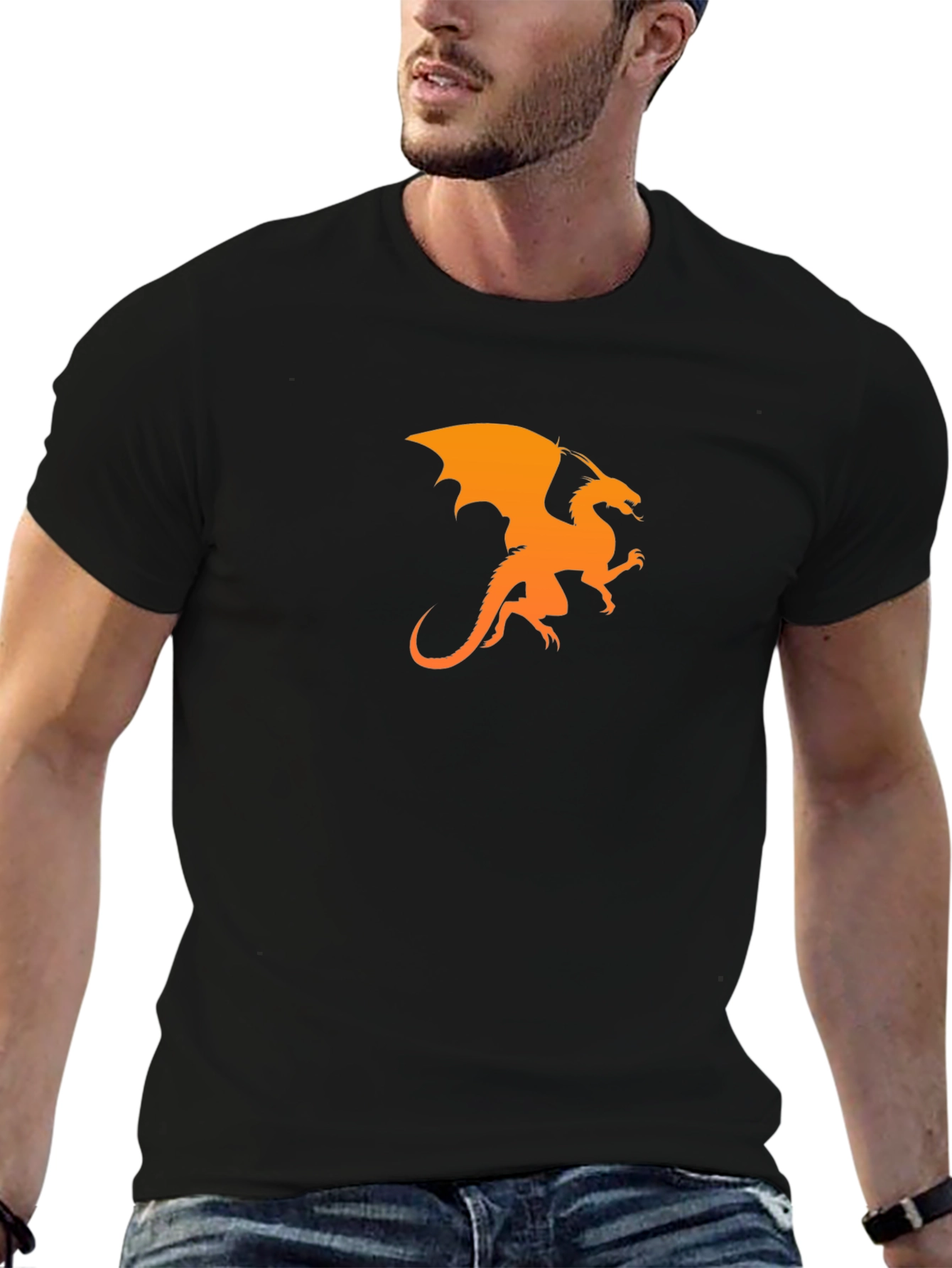 Dragon Graphic Black T-Shirt - Mens Casual Tee