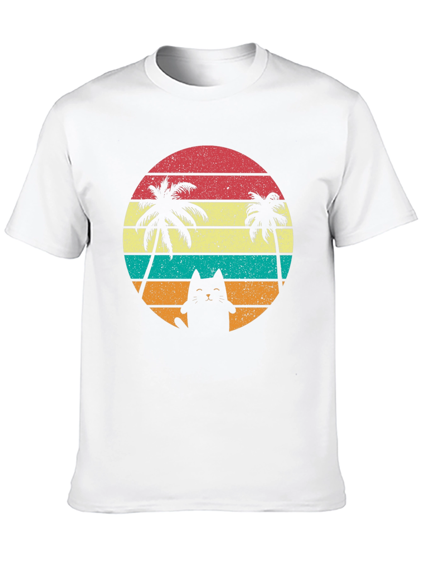 Retro Cat & Palm Trees T-Shirt
