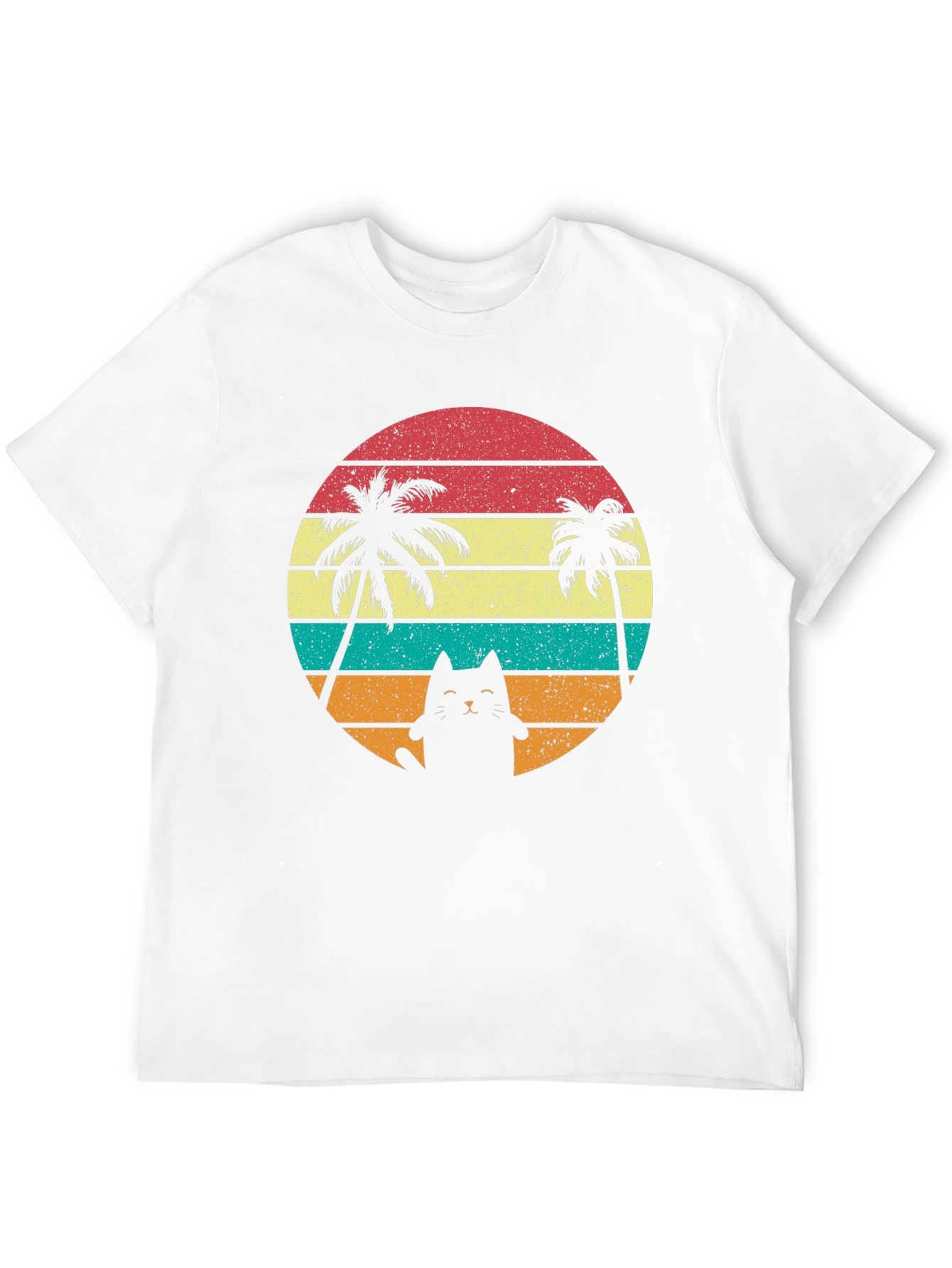Retro Cat & Palm Trees T-Shirt