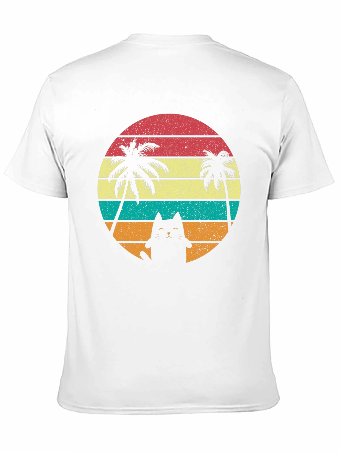 Retro Cat & Palm Trees T-Shirt