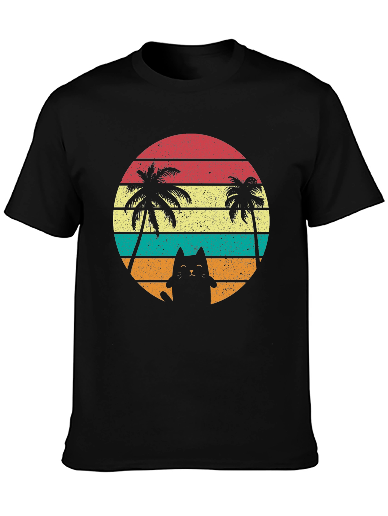Retro Cat & Palm Trees T-Shirt