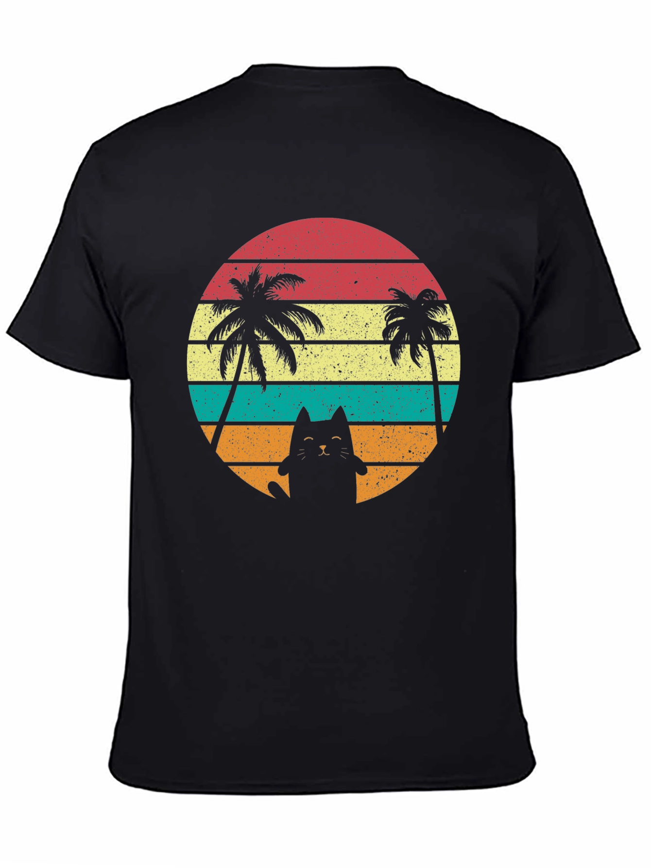 Retro Cat & Palm Trees T-Shirt