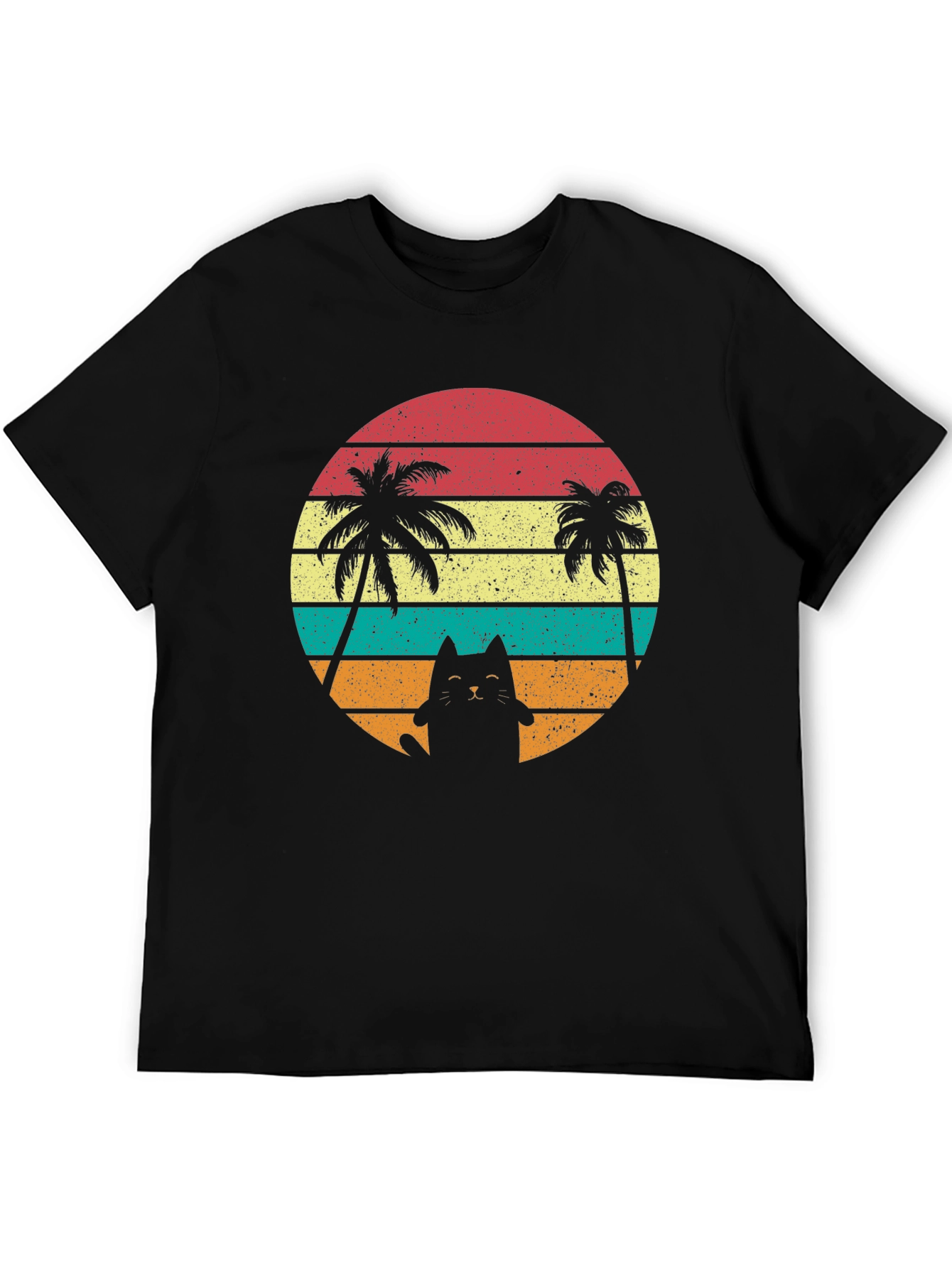 Retro Cat & Palm Trees T-Shirt