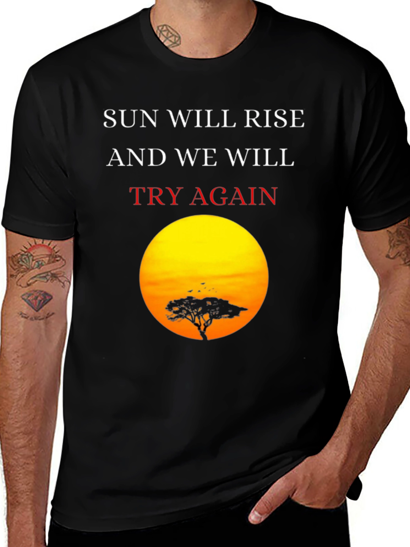 Sunrise Silhouette T-Shirt: Sun Will Rise Try Again