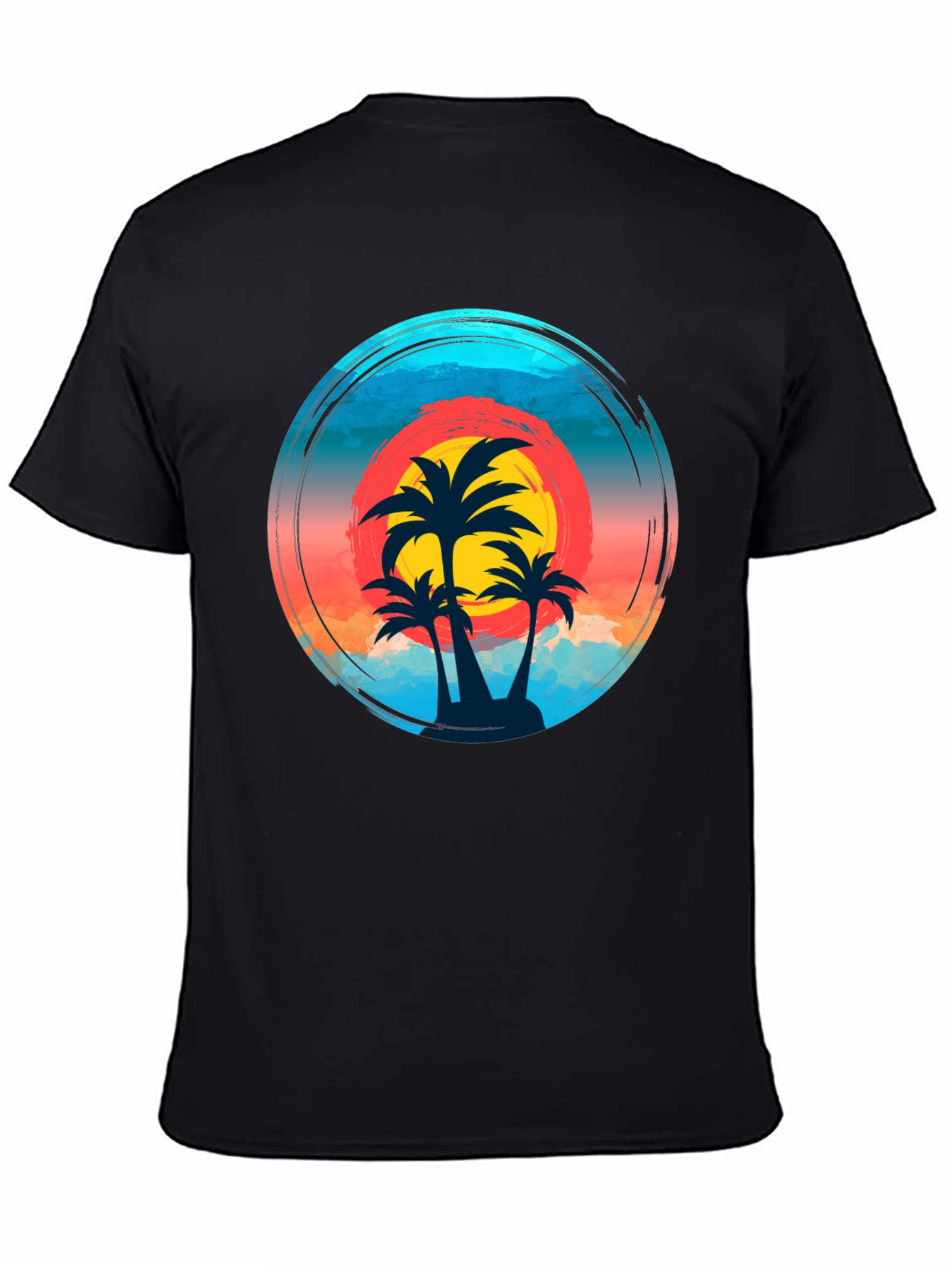Tropical Sunset Palm Tree Graphic T-Shirt