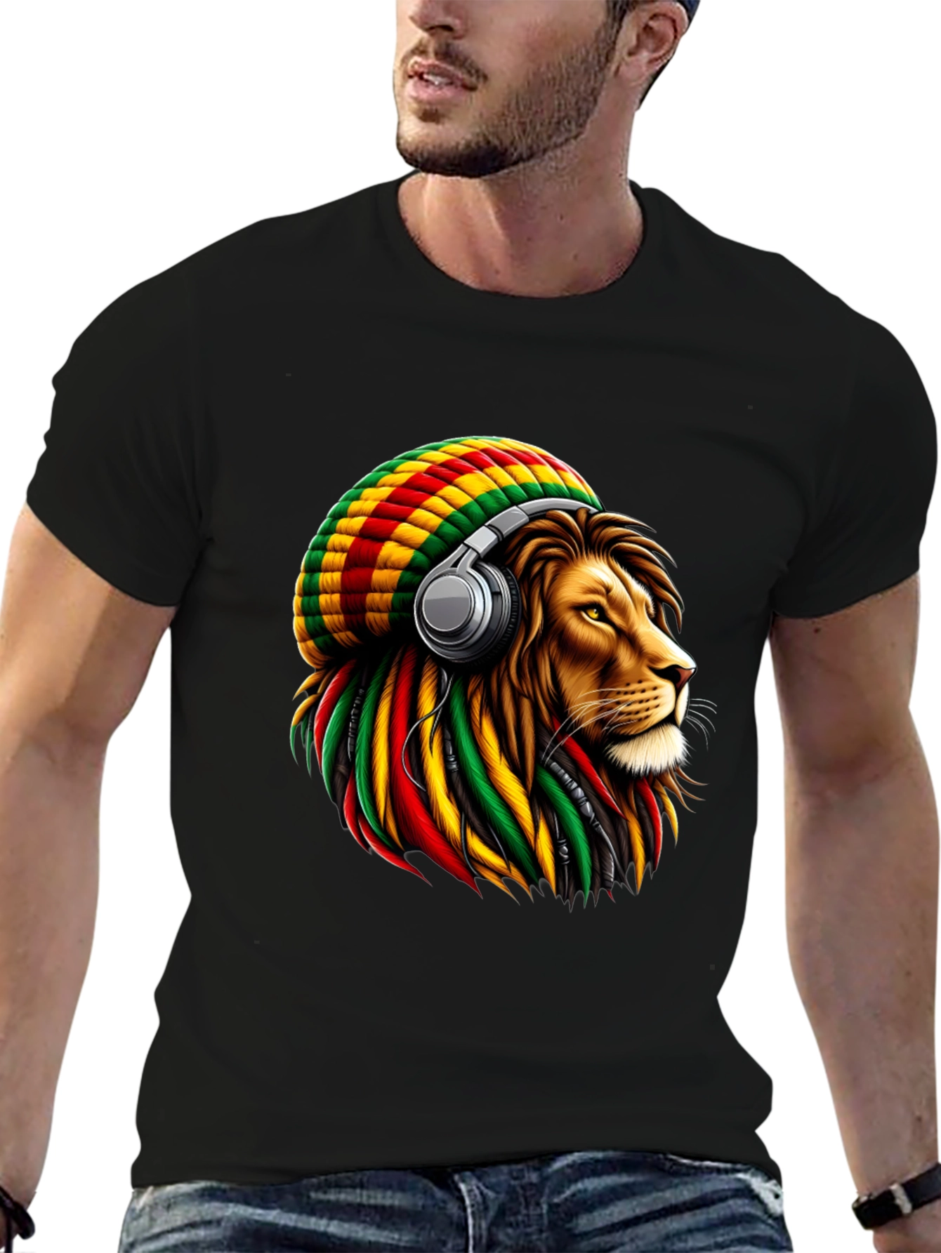 Rasta Lion Headphone T-Shirt
