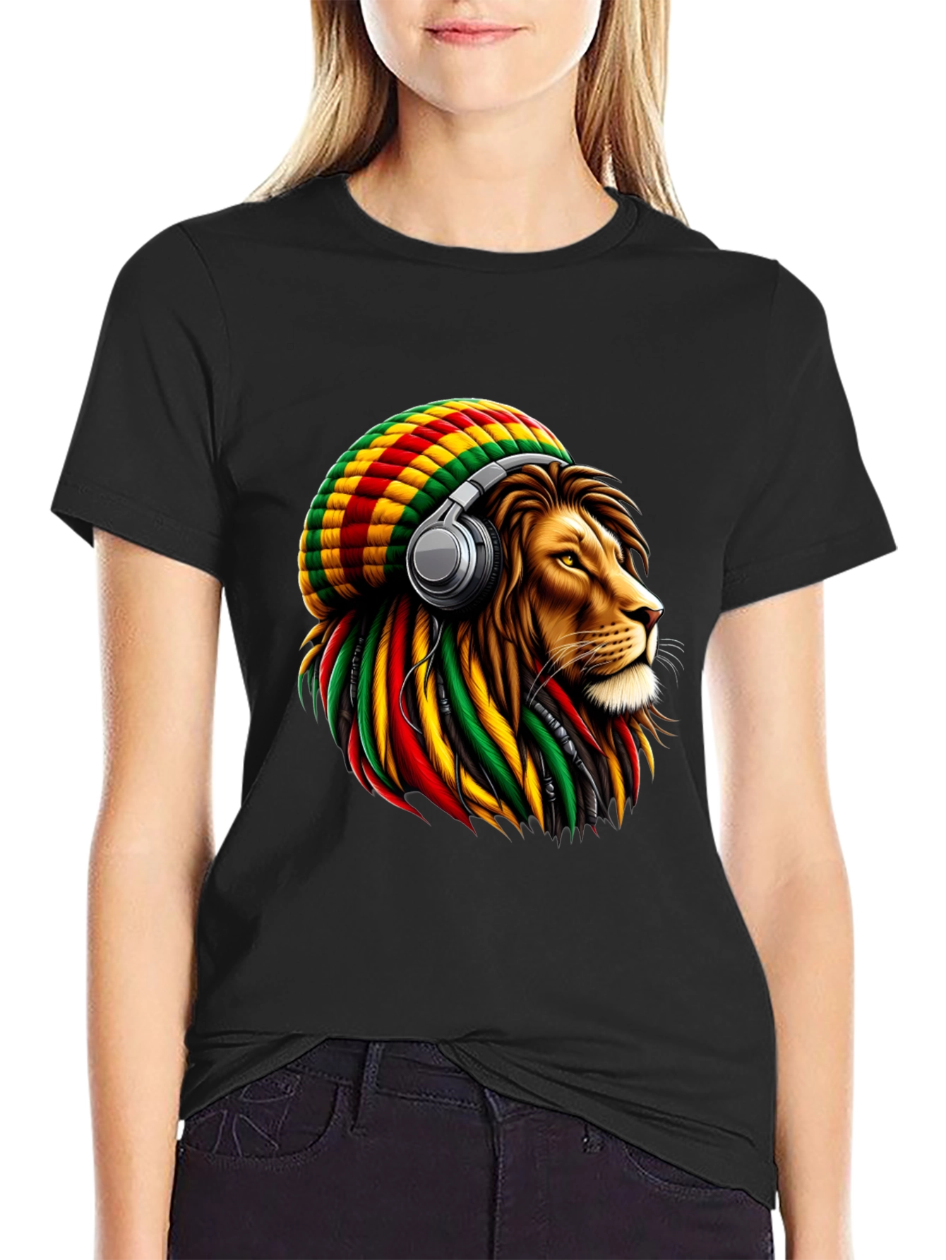 Rasta Lion Headphone T-Shirt