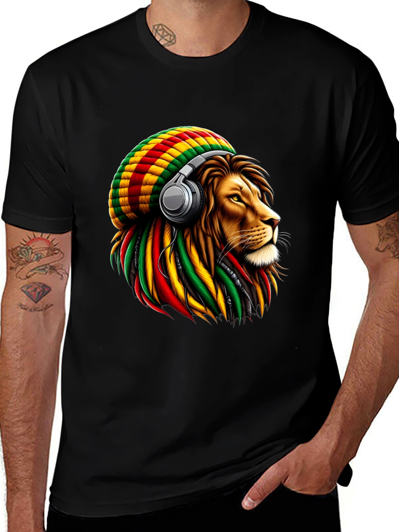 Rasta Lion Headphone T-Shirt