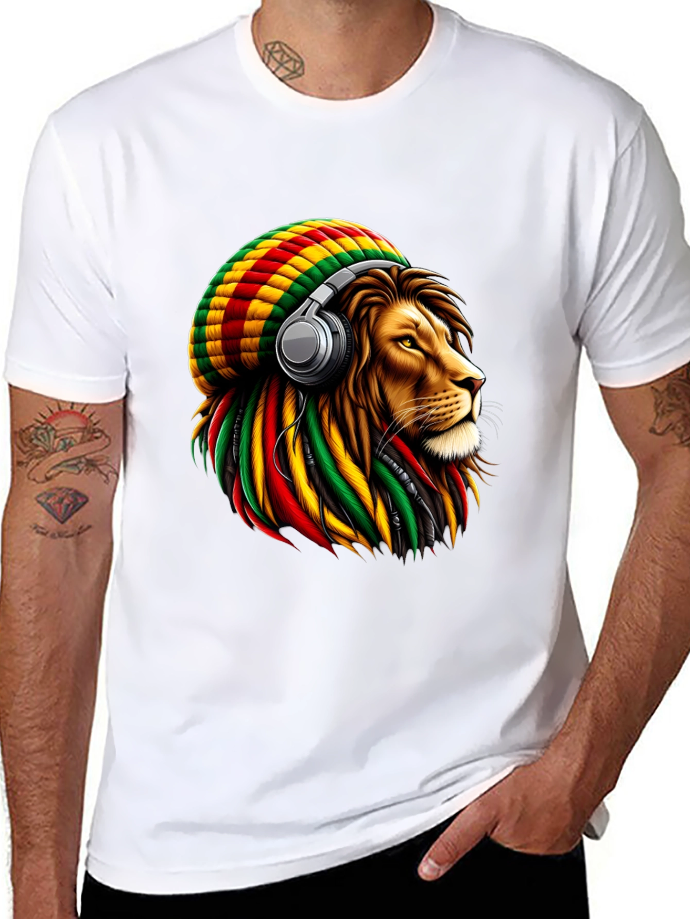 Rasta Lion Headphone T-Shirt