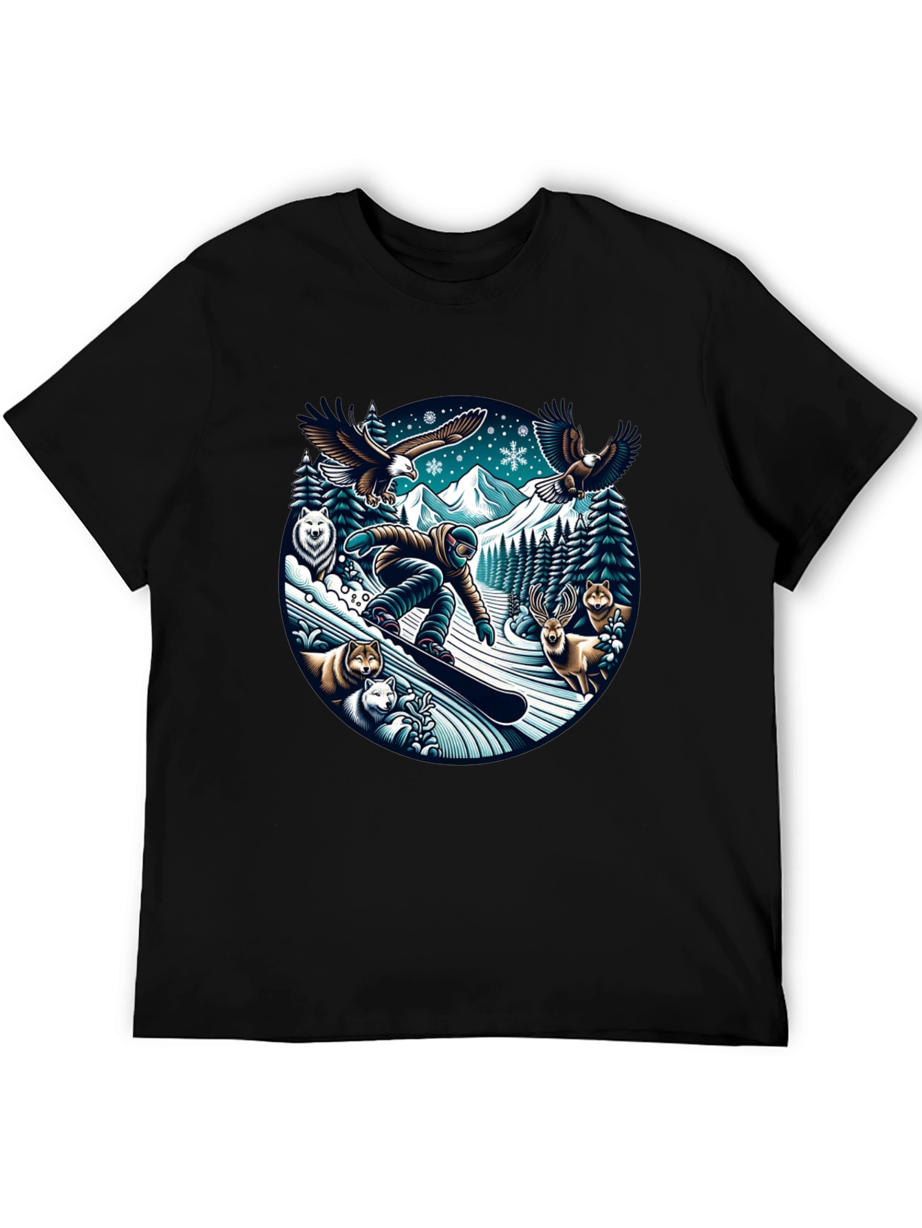 Winter Wildlife Snowboarder Graphic Tee