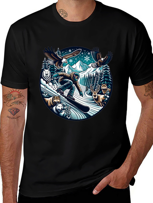 Winter Wildlife Snowboarder Graphic Tee