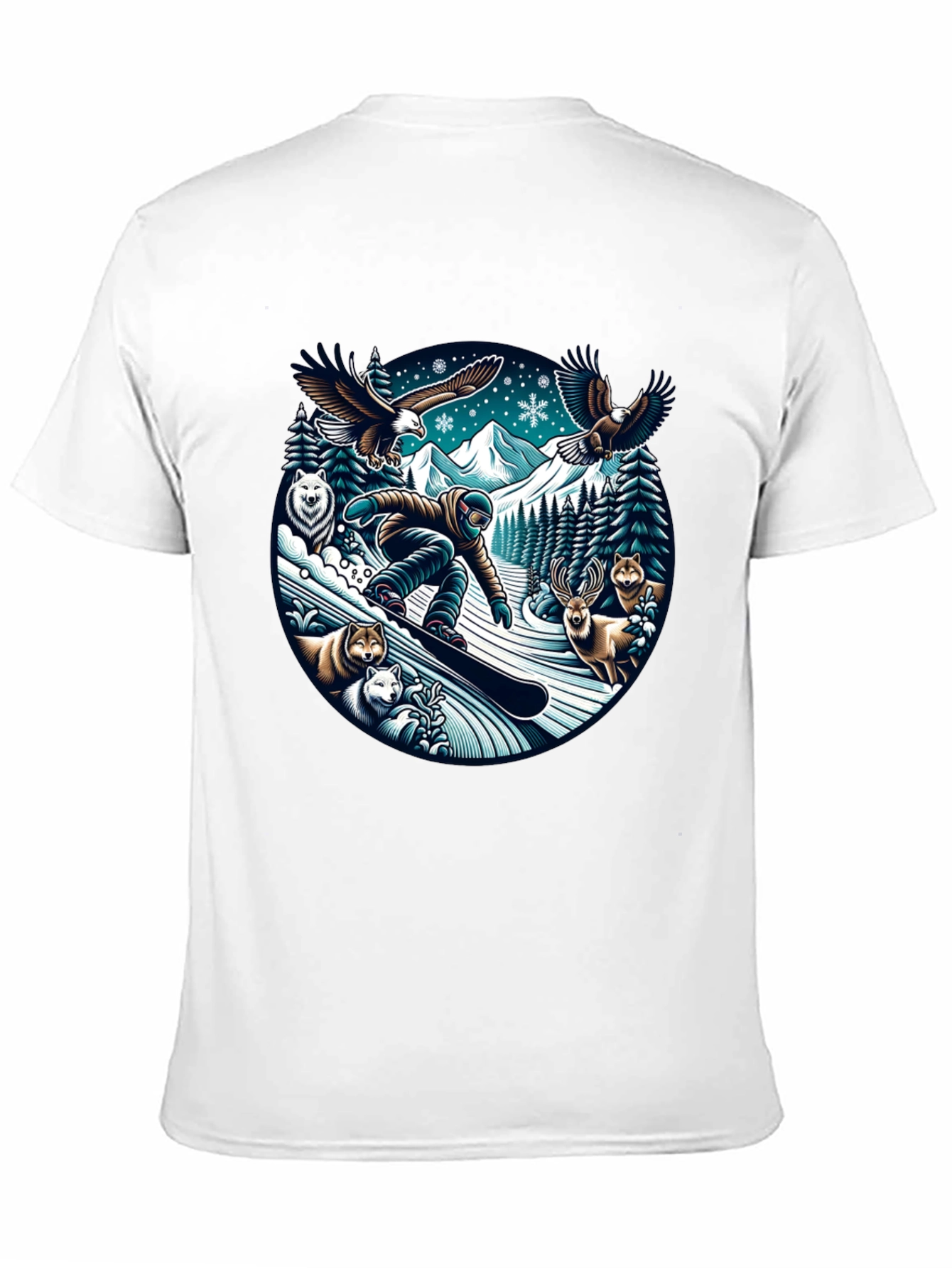 Winter Wildlife Snowboarder Graphic Tee