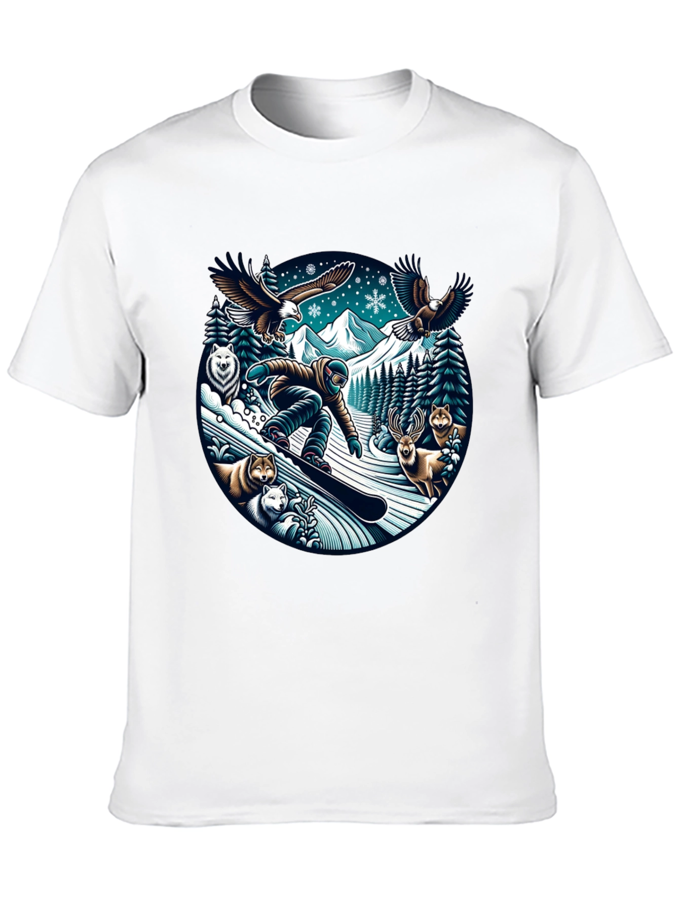 Winter Wildlife Snowboarder Graphic Tee