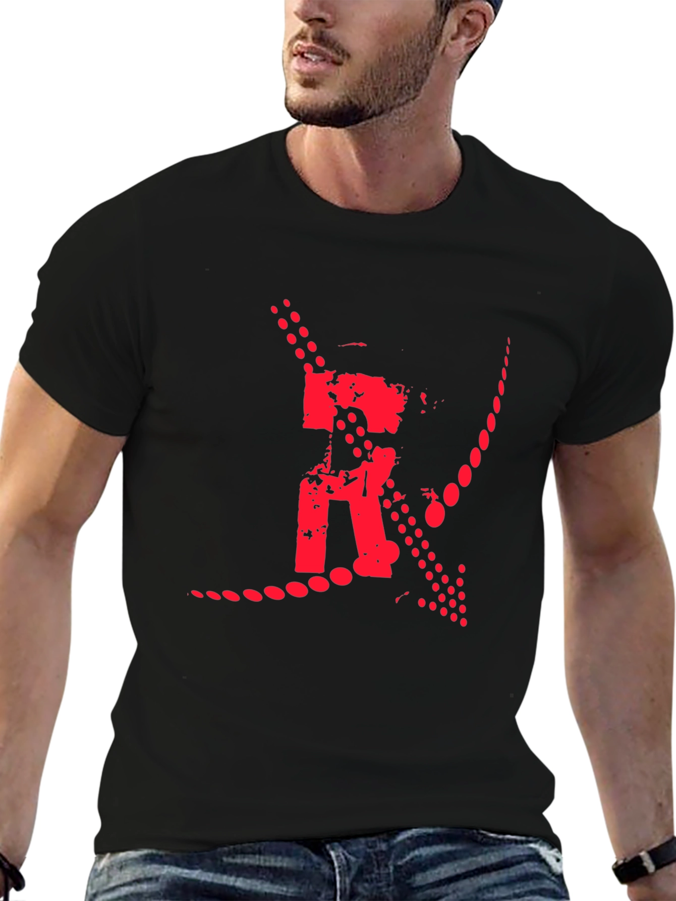 Bold Graphic Print Tee - Black