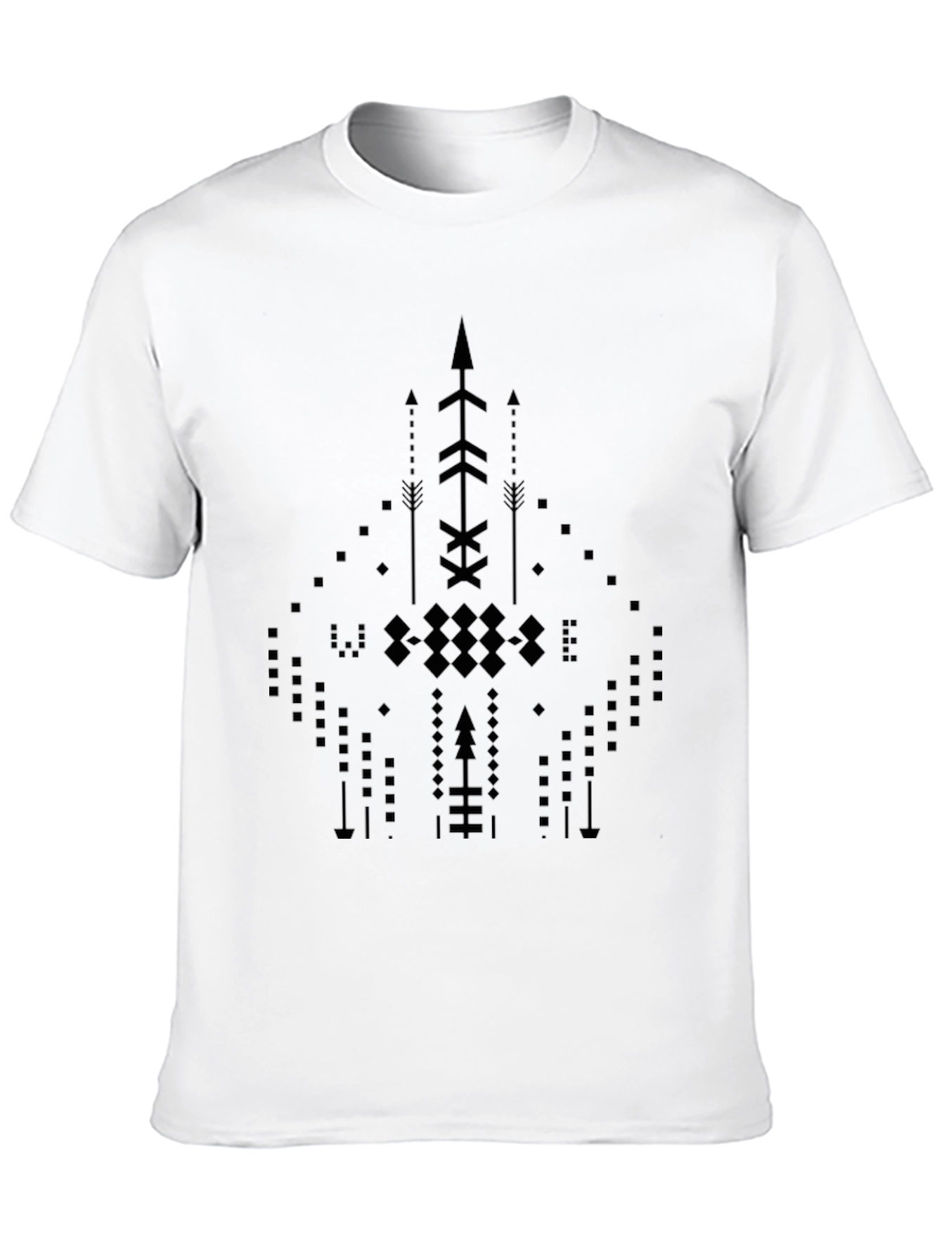 Abstract Geometric Arrow Design Black T-Shirt