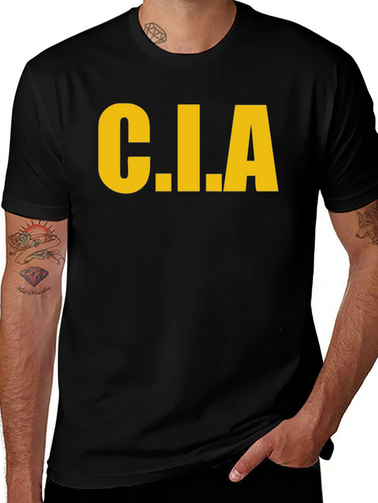 C.I.A. Graphic Tee - Bold Yellow Print on Black