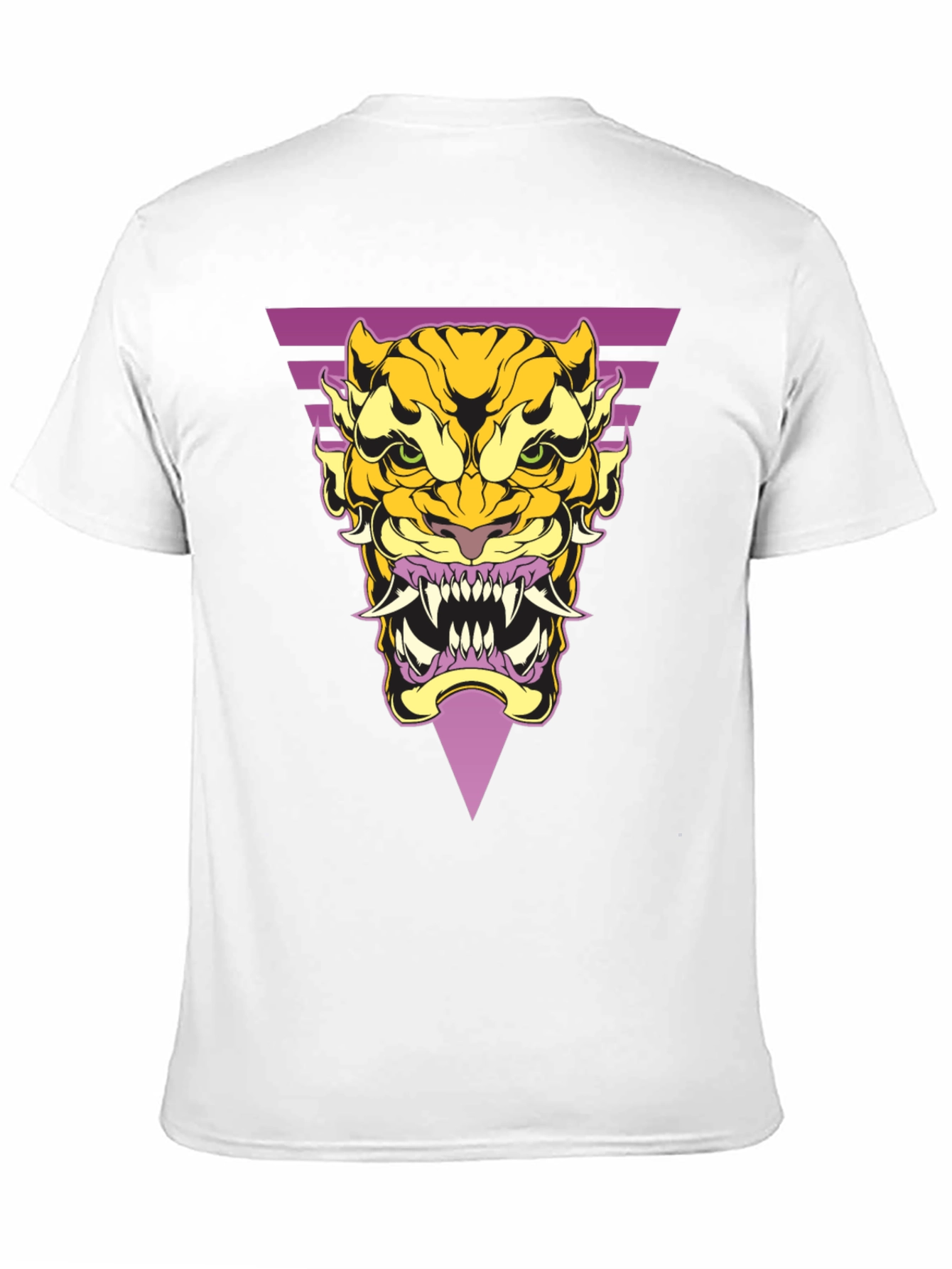 Geometric Tiger Graphic Tee - Black Cotton T-Shirt