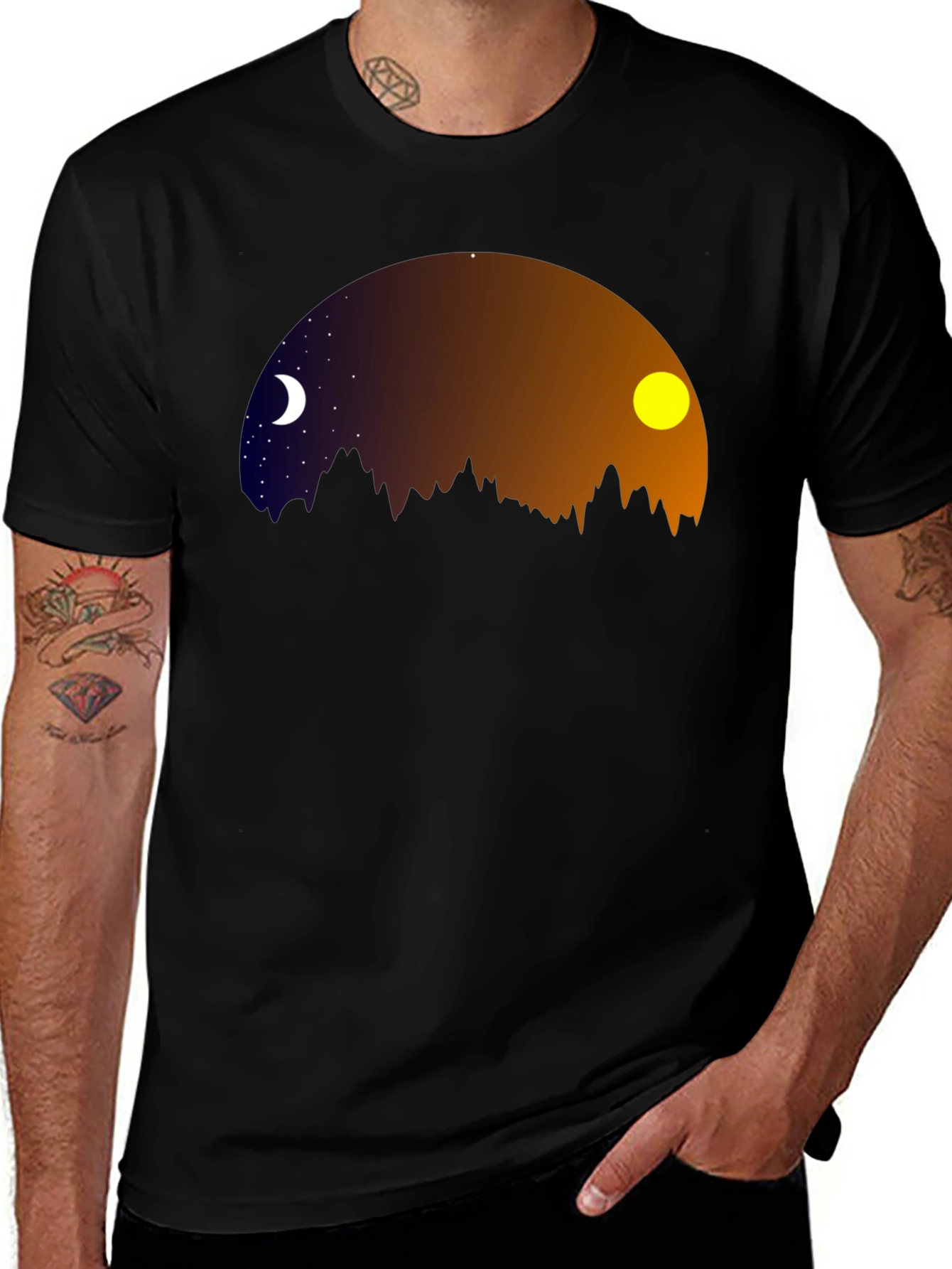 Night & Day Mountainscape Graphic Tee