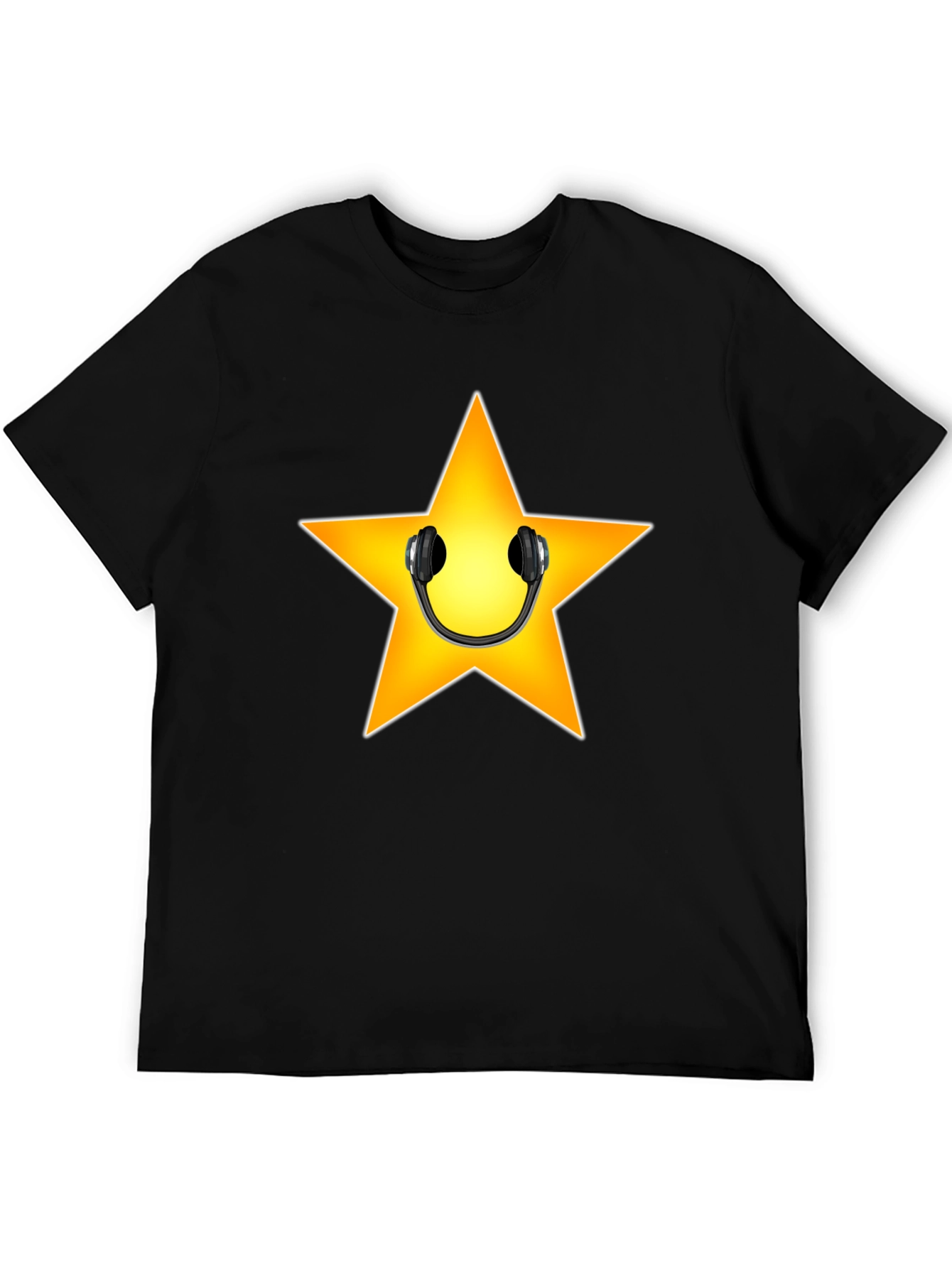 Star with Headphones Graphic Tee - Black