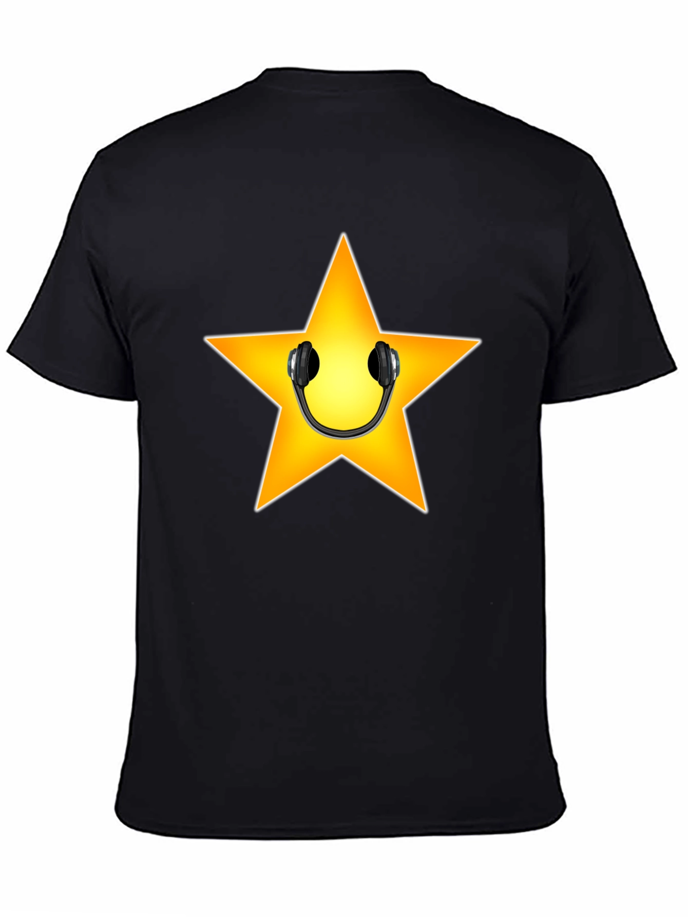 Star with Headphones Graphic Tee - Black