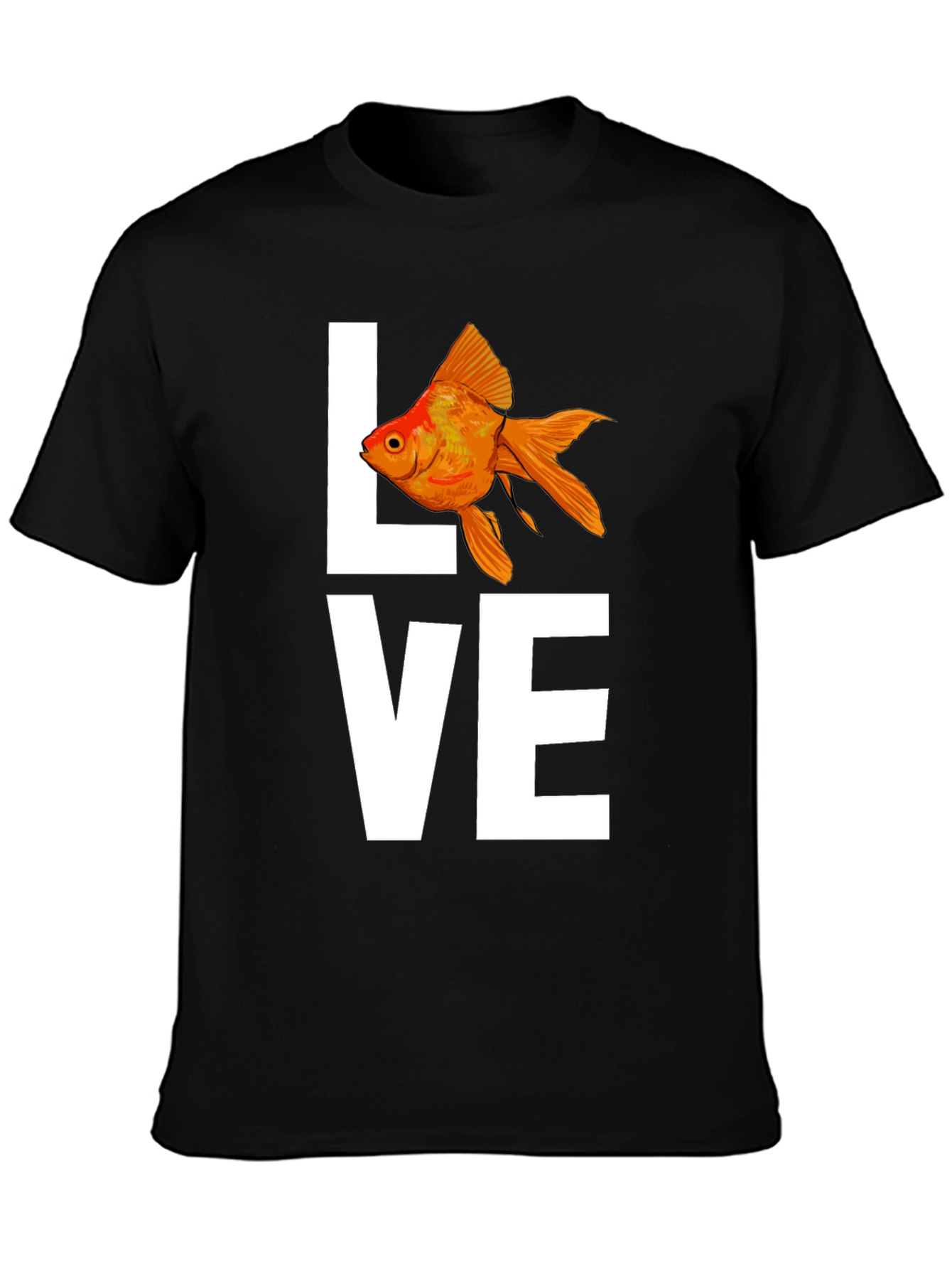 Love Goldfish Graphic Tee - Black Cotton T-Shirt