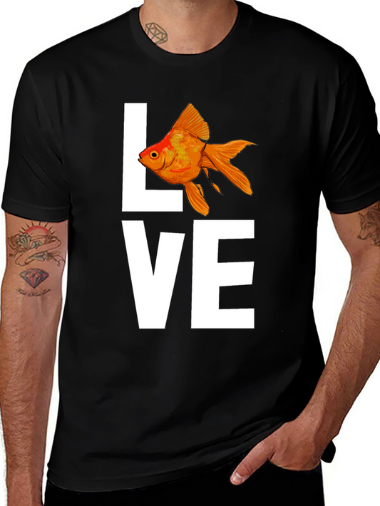 Love Goldfish Graphic Tee - Black Cotton T-Shirt