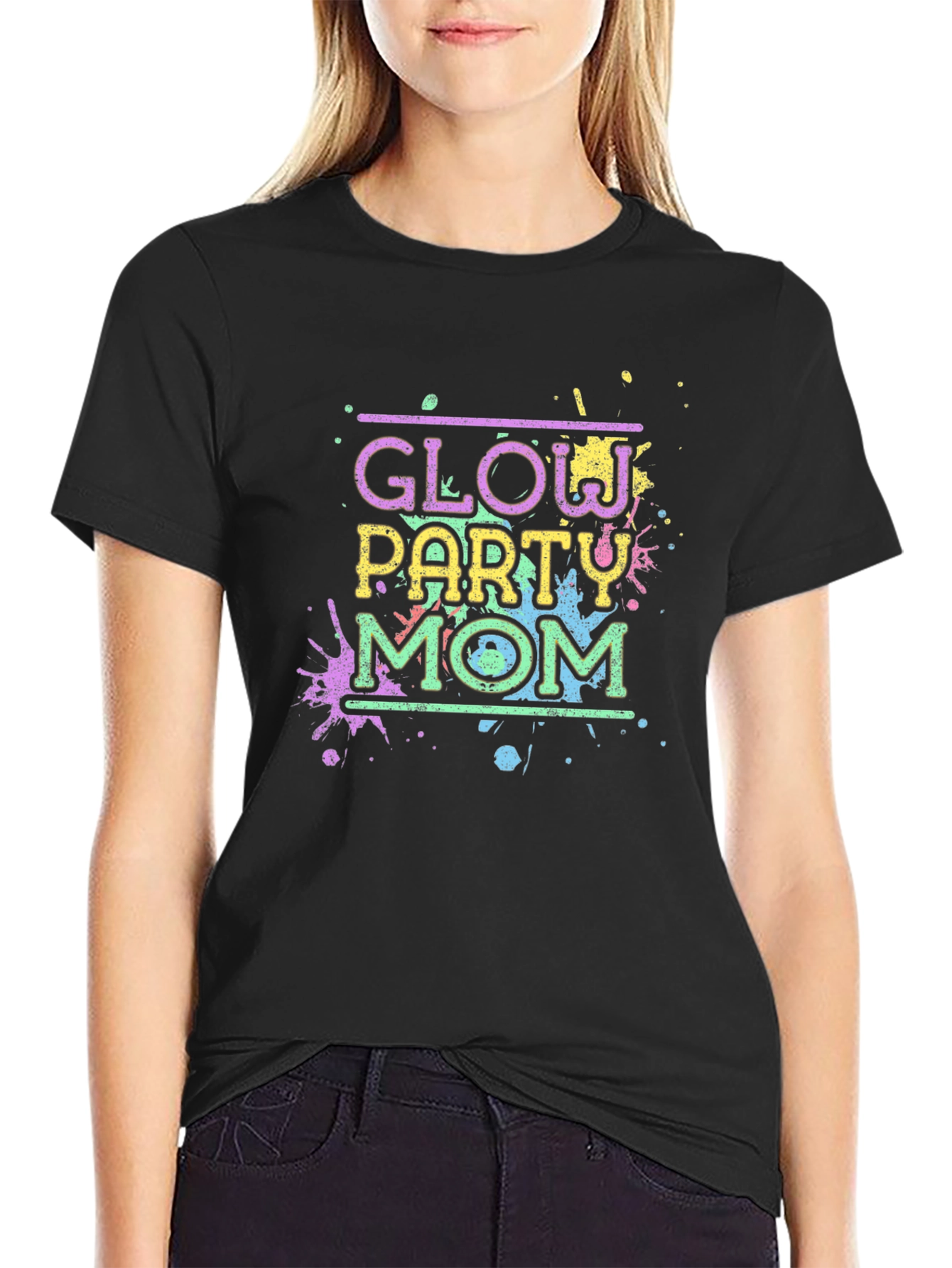 Glow Party Mom T-Shirt - Neon Fun!
