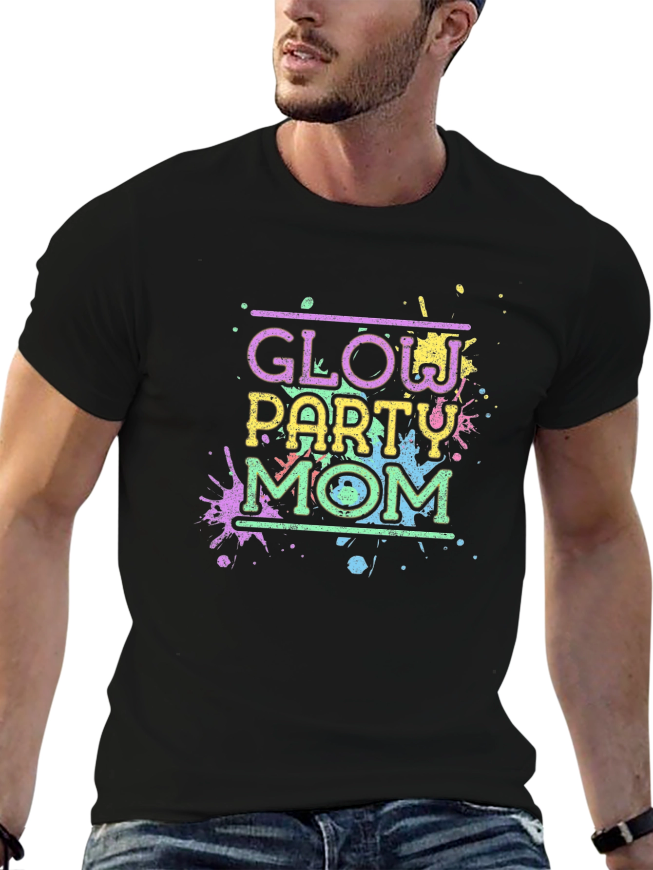 Glow Party Mom T-Shirt - Neon Fun!